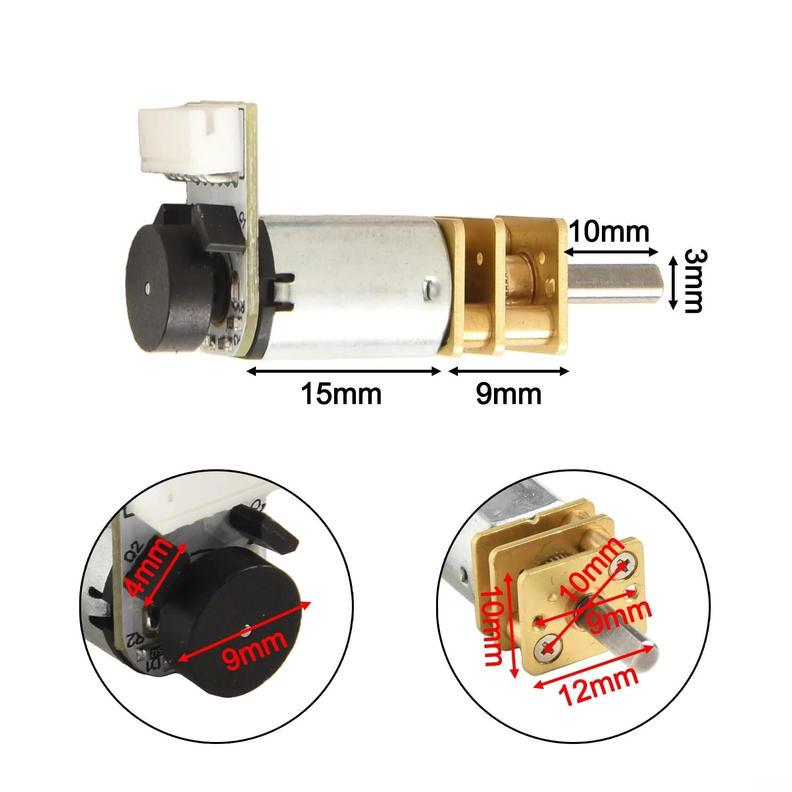 DC 6V Metall Getriebemotor mit Encoder für GA12 für N20, für RC Hobbys und kleine Roboteranwendungen (500RPM) - Image 2