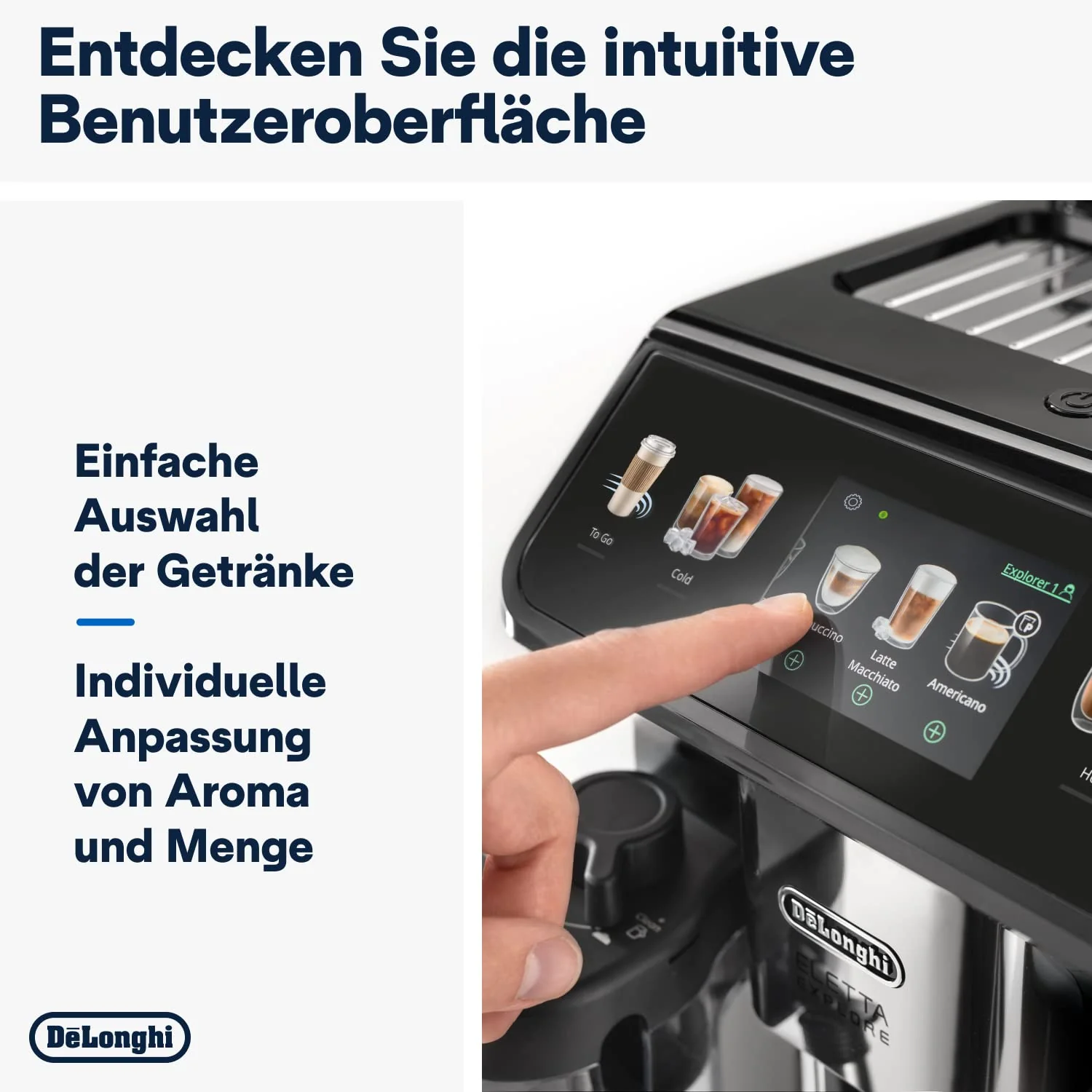 De’Longhi Eletta Explore - Perfetto Kaffeevollautomat mit LatteCrema-Milchaufschäumer, 50 Getränke inklusive Cold Brew auf Knopfdruck, farbiges Touch-Display, Dunkelgrau (ECAM452.67.G) - Image 5