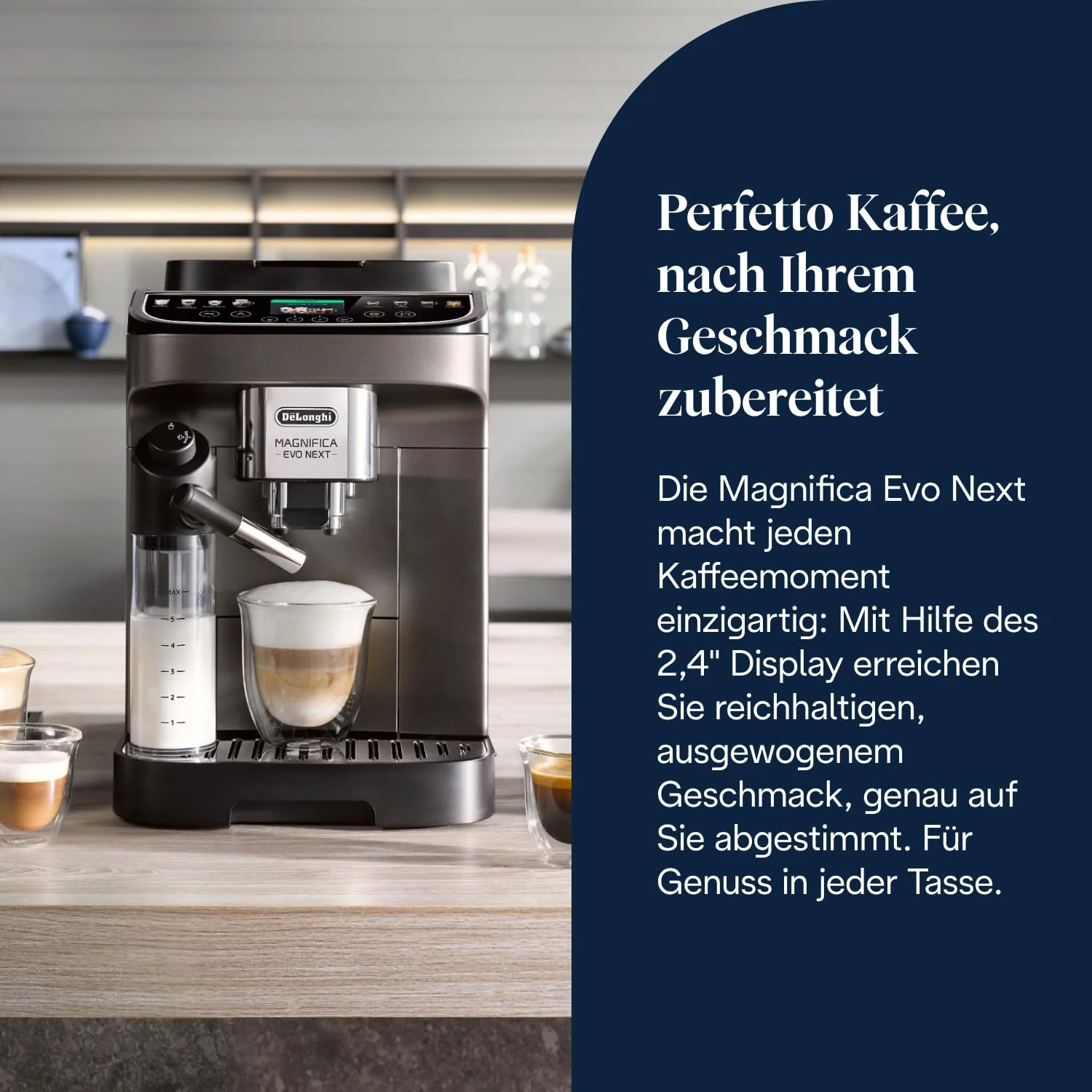 De’Longhi Magnifica Evo Next - Perfetto Kaffeevollautomat mit LatteCrema-Milchaufschäumer, 13 One-Touch-Getränke, Coffee- und Cappuccino Kaffeemaschine, farbiges Touch-Display, Titan (ECAM312.80.TB) - Image 11