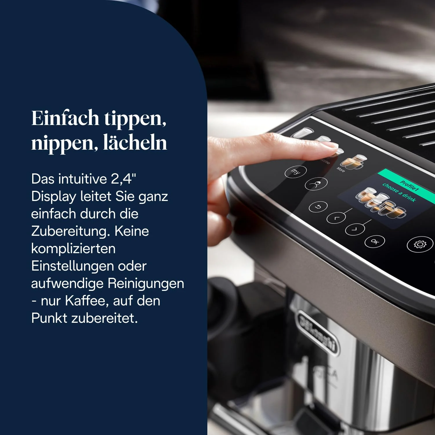 De’Longhi Magnifica Evo Next - Perfetto Kaffeevollautomat mit LatteCrema-Milchaufschäumer, 13 One-Touch-Getränke, Coffee- und Cappuccino Kaffeemaschine, farbiges Touch-Display, Titan (ECAM312.80.TB) - Image 7