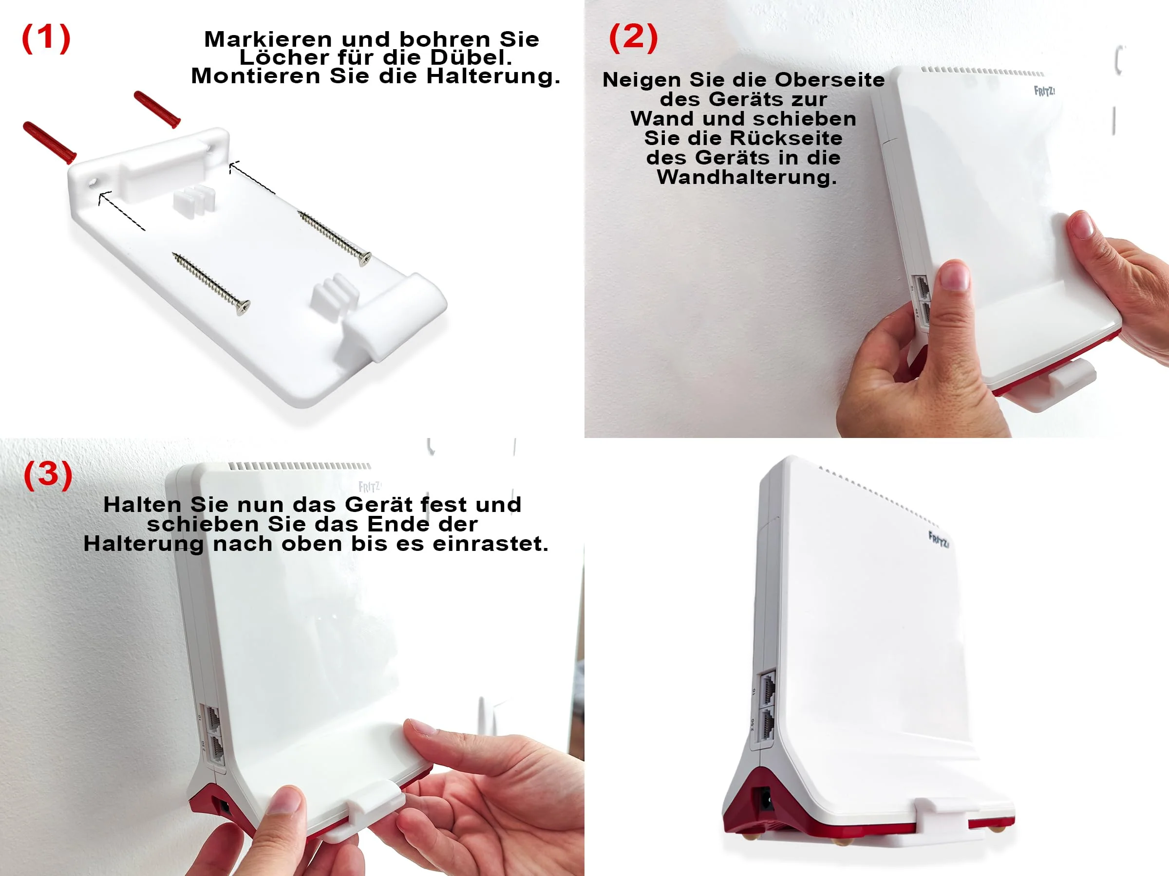 Decoralin Wandhalterung für Fritz Repeater 3000 und 6000, Robuste Halterung, Verbesserte Kühlung und Kabelmanagement, Weiß - Image 3