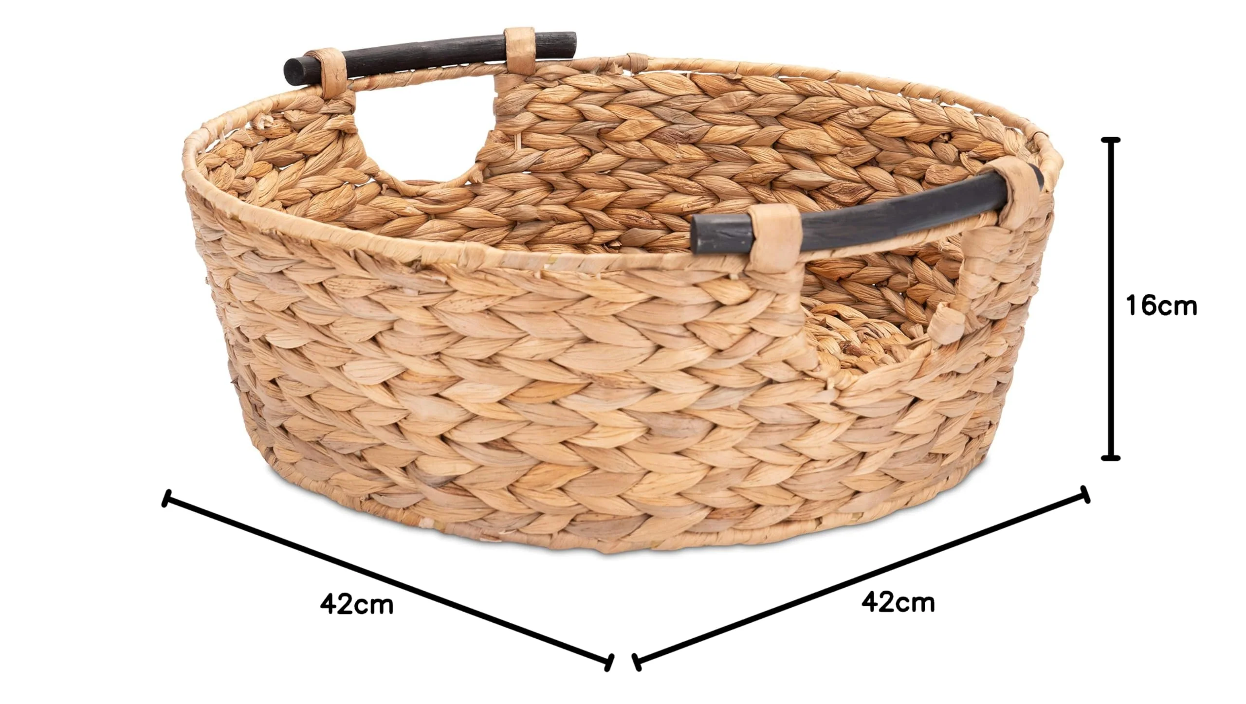 Decorasian Korb Aufbewahrung rund geflochten aus Seegras mit Holzgriffen - Wasserhyazinthe 42cm - Wäschekorb groß - Image 5