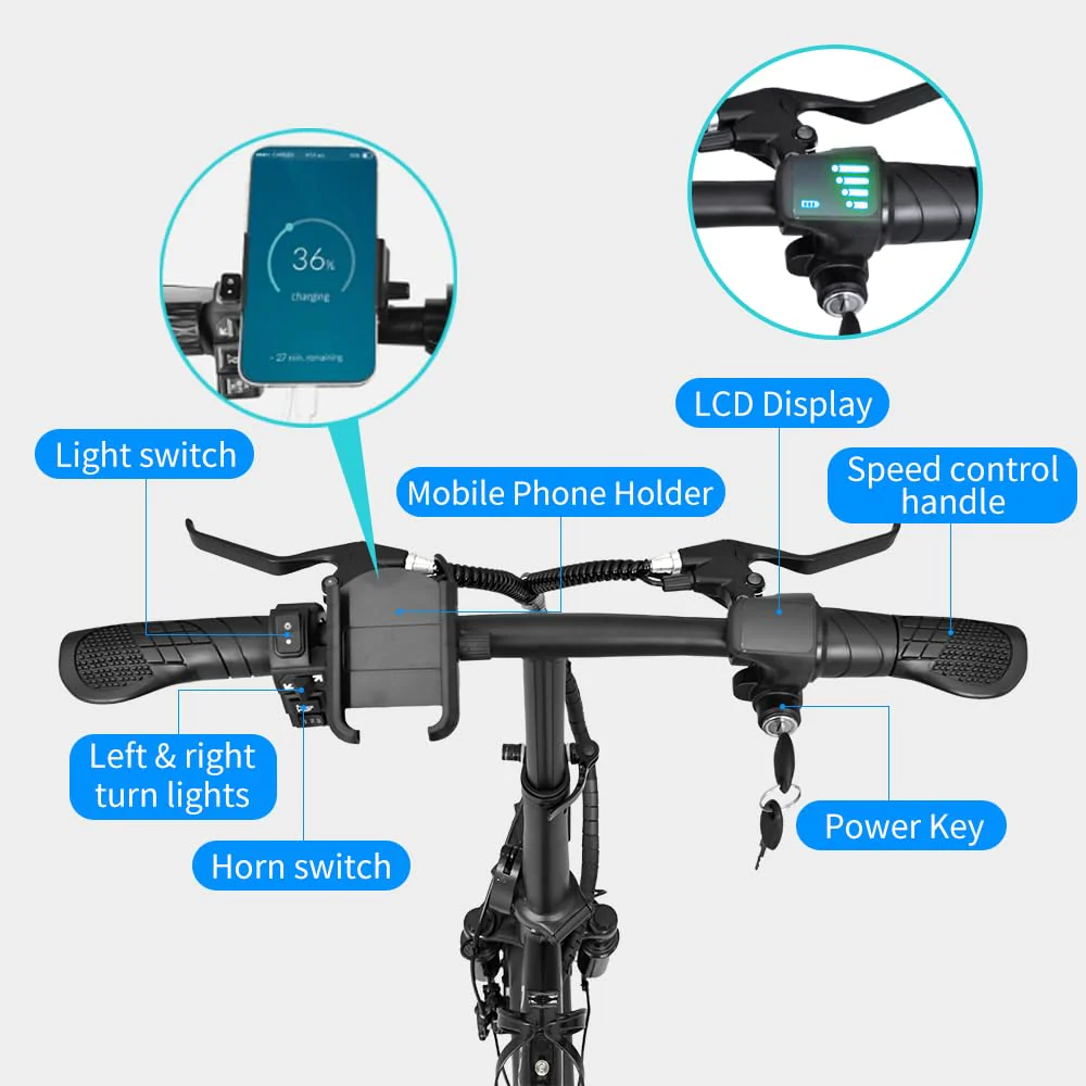 DEEPOWER Klappbares Elektrofahrrad, Elektrofahrrad, 48V 30Ah herausnehmbarer Akku, 90-135 KM PAS Meilenzahl, 250W Motor, Doppelscheibenbremsen, Citybike für Erwachsene (30Ah) - Image 5