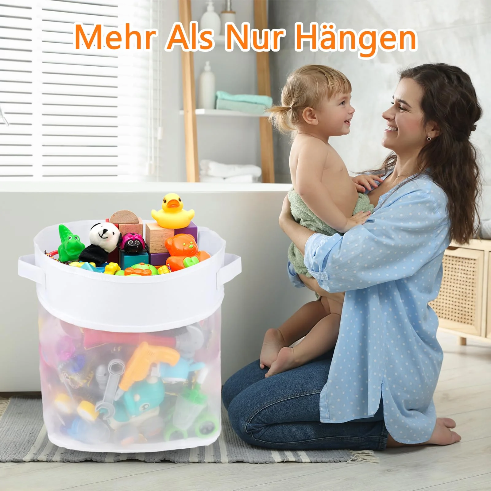 Deepton Badespielzeug Aufbewahrung, Mesh Netz Tasche, 4.15 Gallonen Fassungsvermögen, Modern, Minimalistisch, Neutral - Image 7