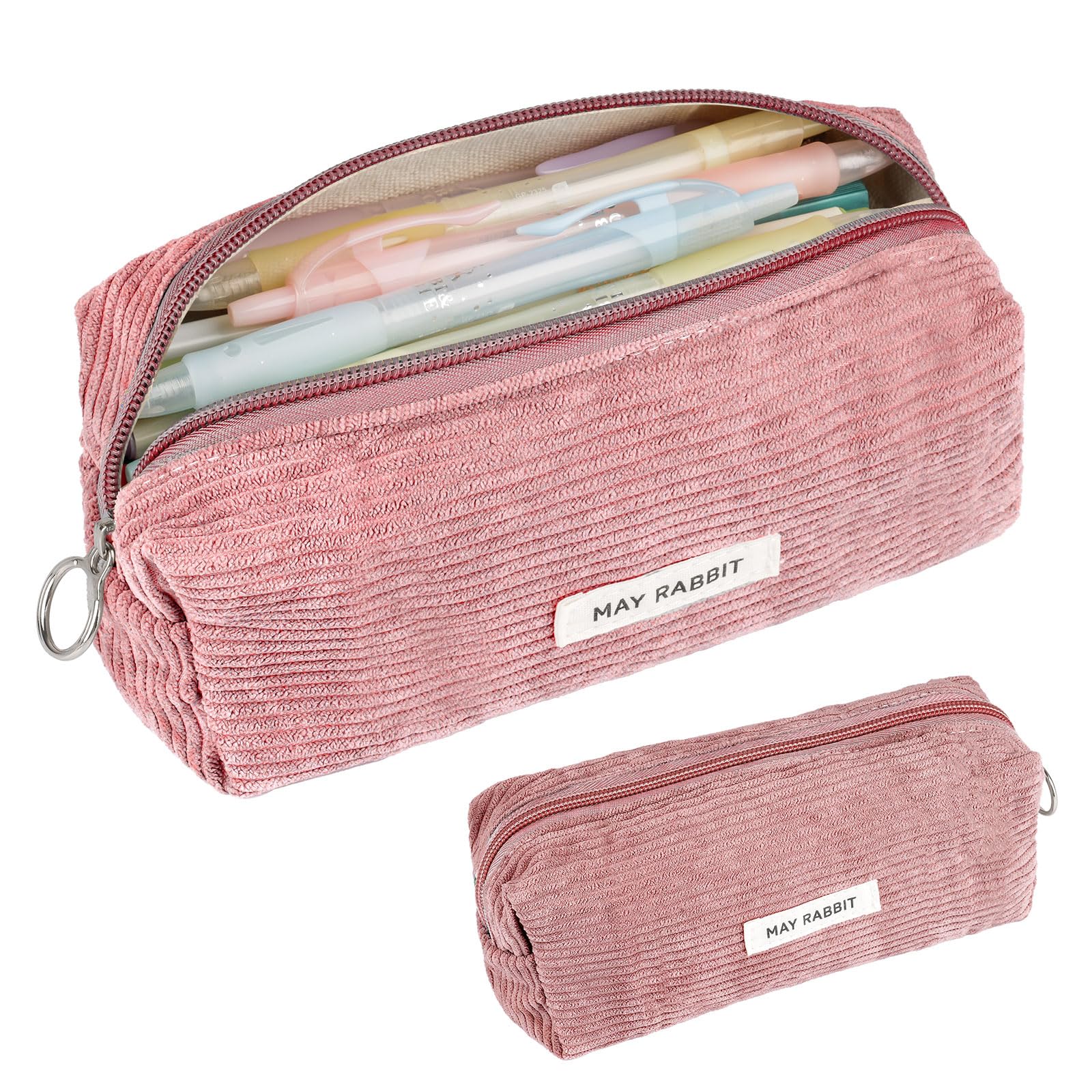 Deepton Mäppchen Cord-Stoff, Federmäppchen Milchig Rosa für Mädchen Teenager, Federtasche Stiftetasche Stiftemappe Pencil Case Schulmäppchen für Schule, Büro - Rosa - Image 7