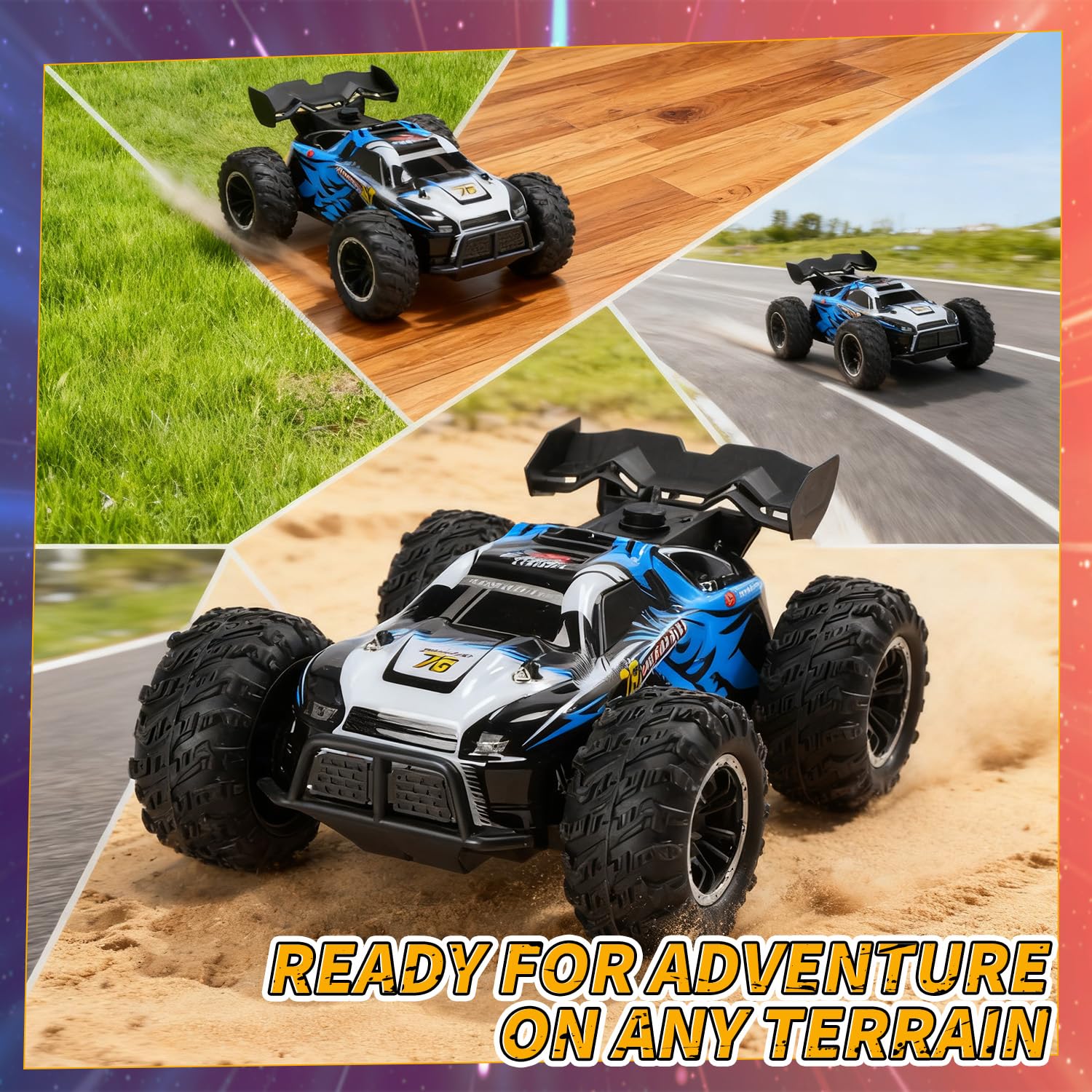 DEERC 1:16 4WD RC Auto mit Musik, LED Licht & Sprühfunktion, 2.4GHz Ferngesteuertes Auto mit Dual-Akku 40 Min Spielzeit, Offroad Fahrzeug mit One-Click-Demo, Geschenk für Kinder Jungen 5–12 Jahre - Image 2