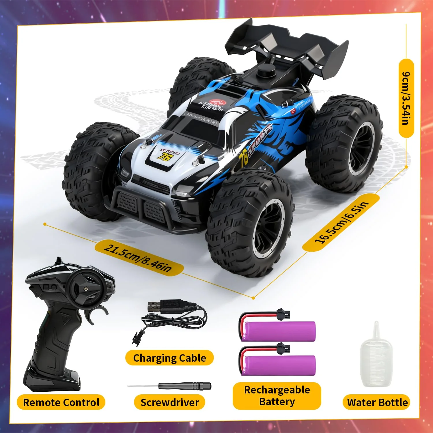 DEERC 1:16 4WD RC Auto mit Musik, LED Licht & Sprühfunktion, 2.4GHz Ferngesteuertes Auto mit Dual-Akku 40 Min Spielzeit, Offroad Fahrzeug mit One-Click-Demo, Geschenk für Kinder Jungen 5–12 Jahre - Image 8