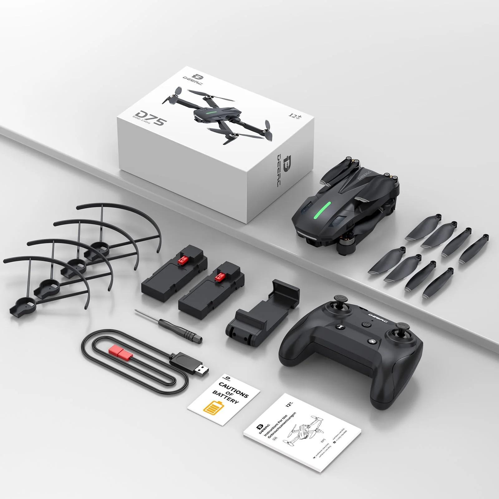 DEERC Drohne mit Kamera 1080P für Kinder, RC Quadrocopter D75 faltbar mit Wifi Übertragung, Lange Flugzeit,Bürstenloser Motor,Höhenhaltung,One Key Start Drohnen Spiel Geschenk für Anfänger Jungend, C0 - Image 2