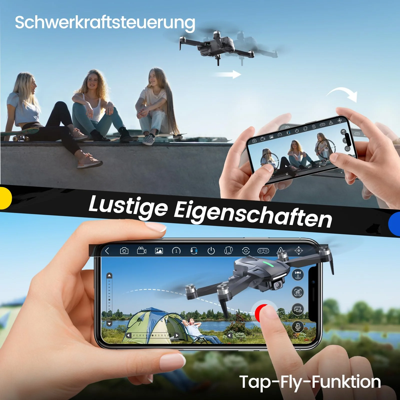 DEERC Drohne mit Kamera 1080P für Kinder, RC Quadrocopter D75 faltbar mit Wifi Übertragung, Lange Flugzeit,Bürstenloser Motor,Höhenhaltung,One Key Start Drohnen Spiel Geschenk für Anfänger Jungend, C0 - Image 6