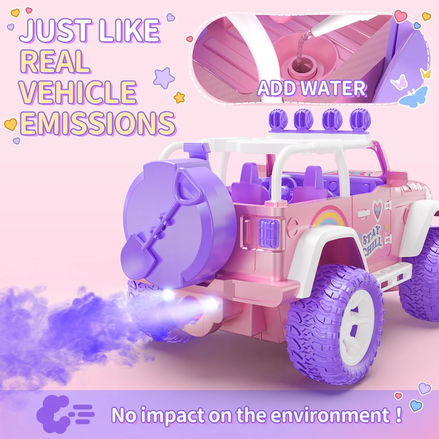 DEERC Pink Ferngesteuertes Auto für Mädchen mit Nebel und Musik, 1:16 RC Auto mit LED-Lichtern für Kinder, All-Terrain SUV Truck Geschenke, Geländewagen Spielzeugauto, Mädchen Spielzeug DE86-PI-DE4 - Image 6