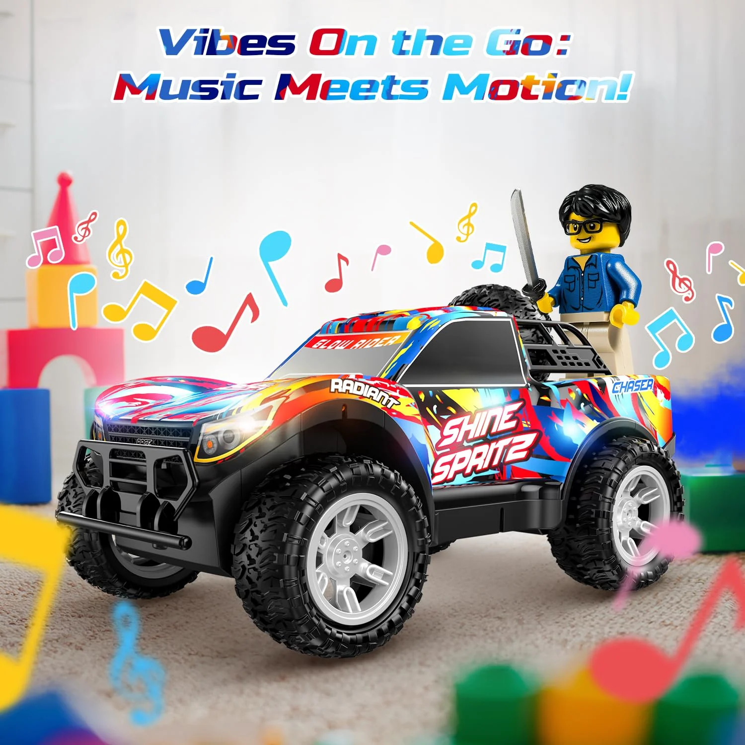 DEERC RC-Auto für Kinder 4-8 Jahre, All-Terrain Sprühfunktion RC Truck, Musik & LED-Lichtern, 2.4 GHz Fernsteuerungsauto, 2 Akkus,40 Min. Geschenk-Spielzeug für Kinder Indoor & Outdoor - Image 3