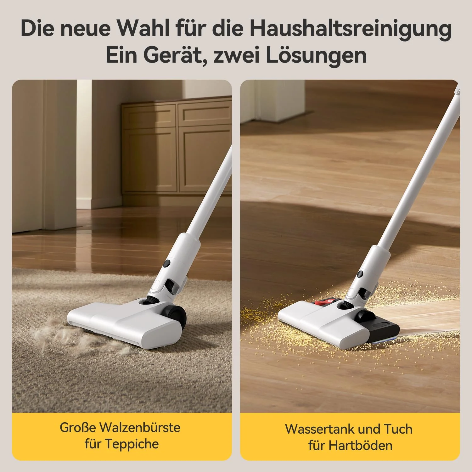 Deerma Staubsauger Kabellos: Akku Staubsauger mit Wischfunktion 2-in-1 Sauger mit Wischfunktion Vacuum Cleaner Ideal für Tierhaare alle Bodenarten Mit Langer Akkulaufzeit und einfacher - Image 2
