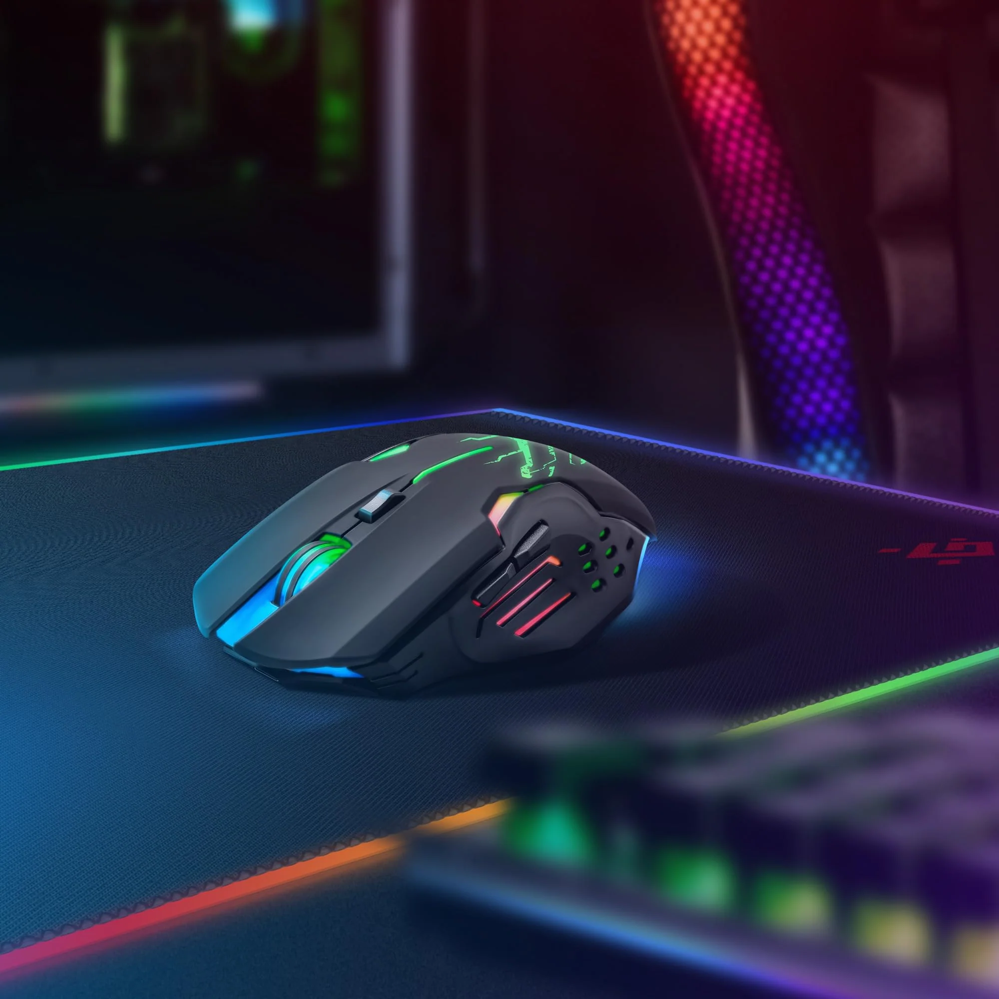 Defender® Katana Kabellose Gaming Maus - Geräuschlose Klicks - 5 programmierbare Tasten - RGB-Beleuchtung(On/Off) - bis zu 240 hrs Akkulaufzeit - Wireless Gamer Maus für PC, Mac, Laptop - Image 3