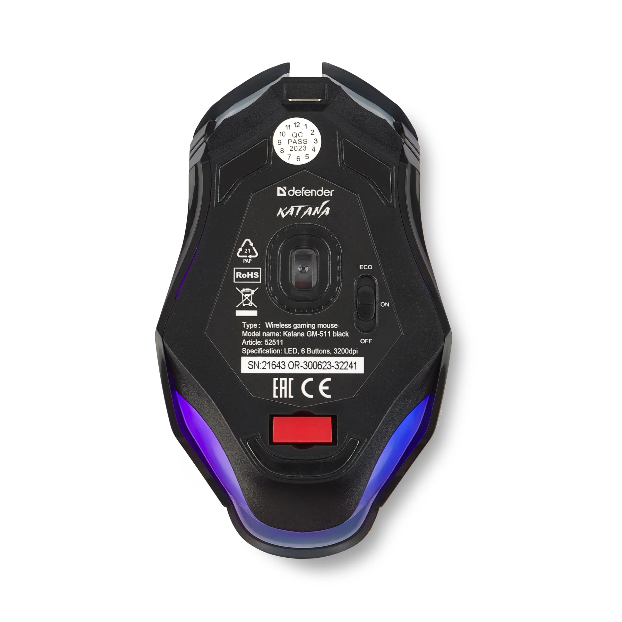 Defender® Katana Kabellose Gaming Maus - Geräuschlose Klicks - 5 programmierbare Tasten - RGB-Beleuchtung(On/Off) - bis zu 240 hrs Akkulaufzeit - Wireless Gamer Maus für PC, Mac, Laptop - Image 5
