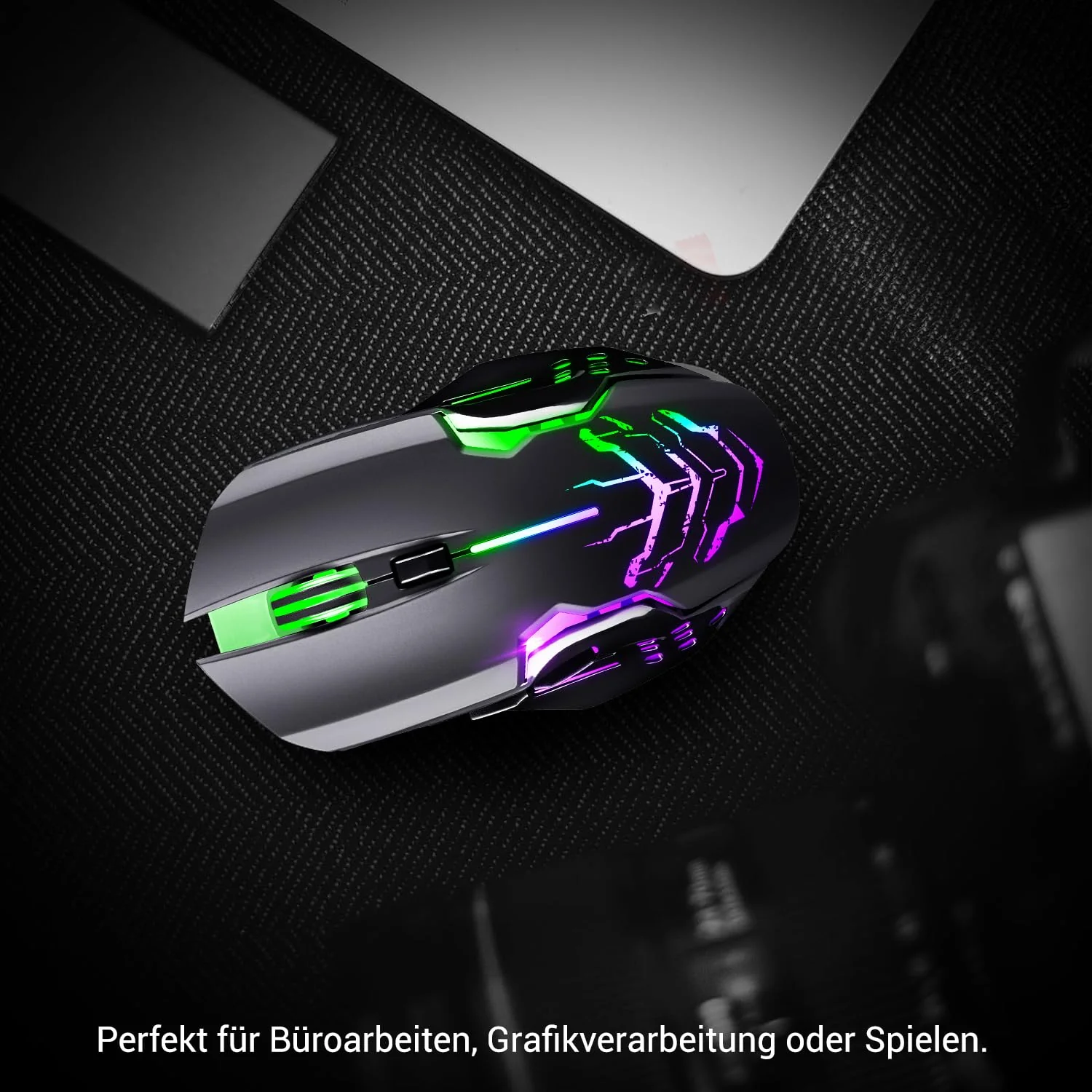 Defender® Katana Kabellose Gaming Maus - Geräuschlose Klicks - 5 programmierbare Tasten - RGB-Beleuchtung(On/Off) - bis zu 240 hrs Akkulaufzeit - Wireless Gamer Maus für PC, Mac, Laptop - Image 7