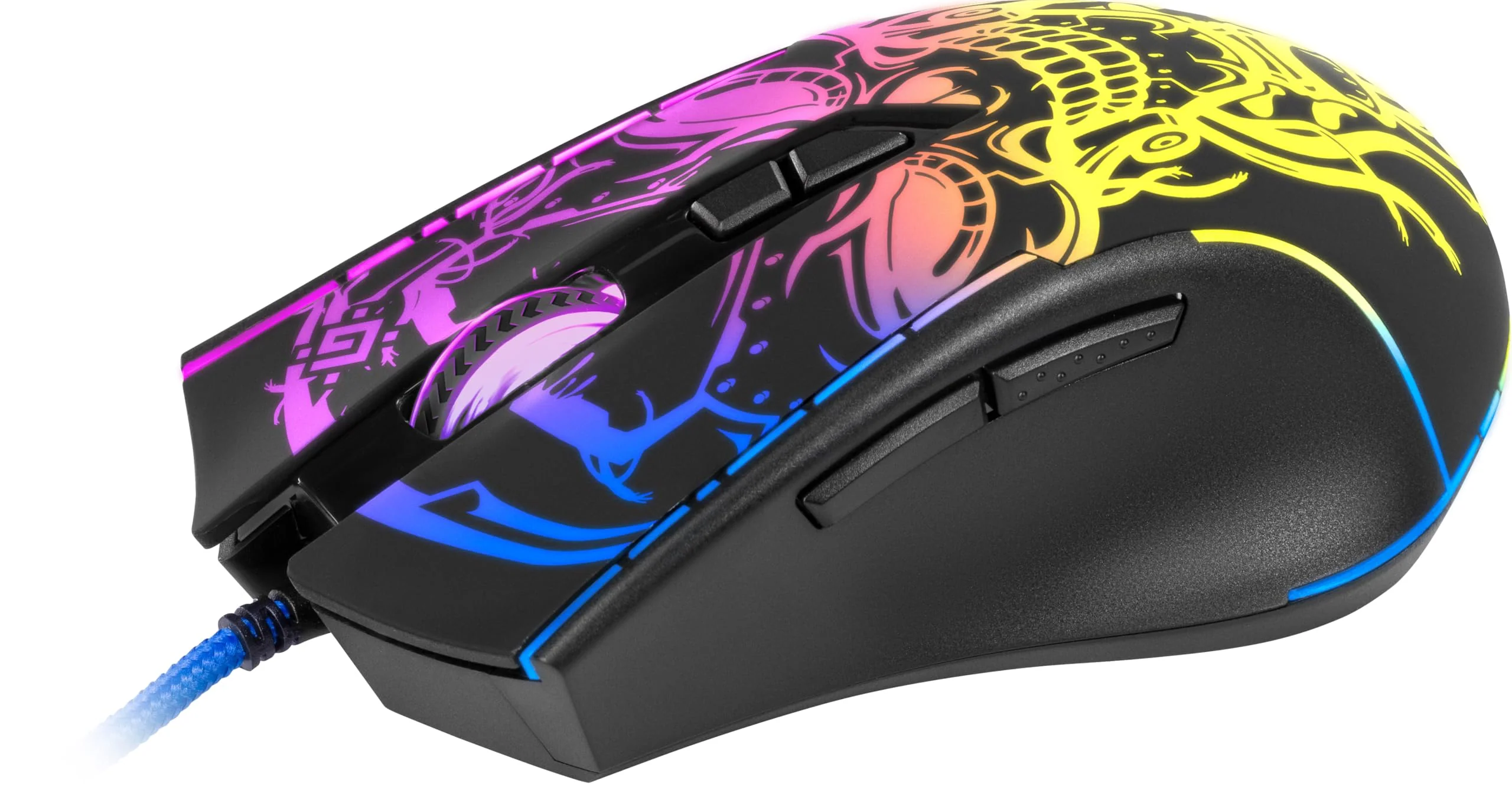 Defender Bulletstorm GM-928 Kabelgebundene Gaming-Maus, ergonomische Maus mit optischem Sensor, 7 Tasten, 4 DPI-Einstellungen, mehrfarbige Hintergrundbeleuchtung, Soft-Touch-Gehäuse, schwarz - Image 3