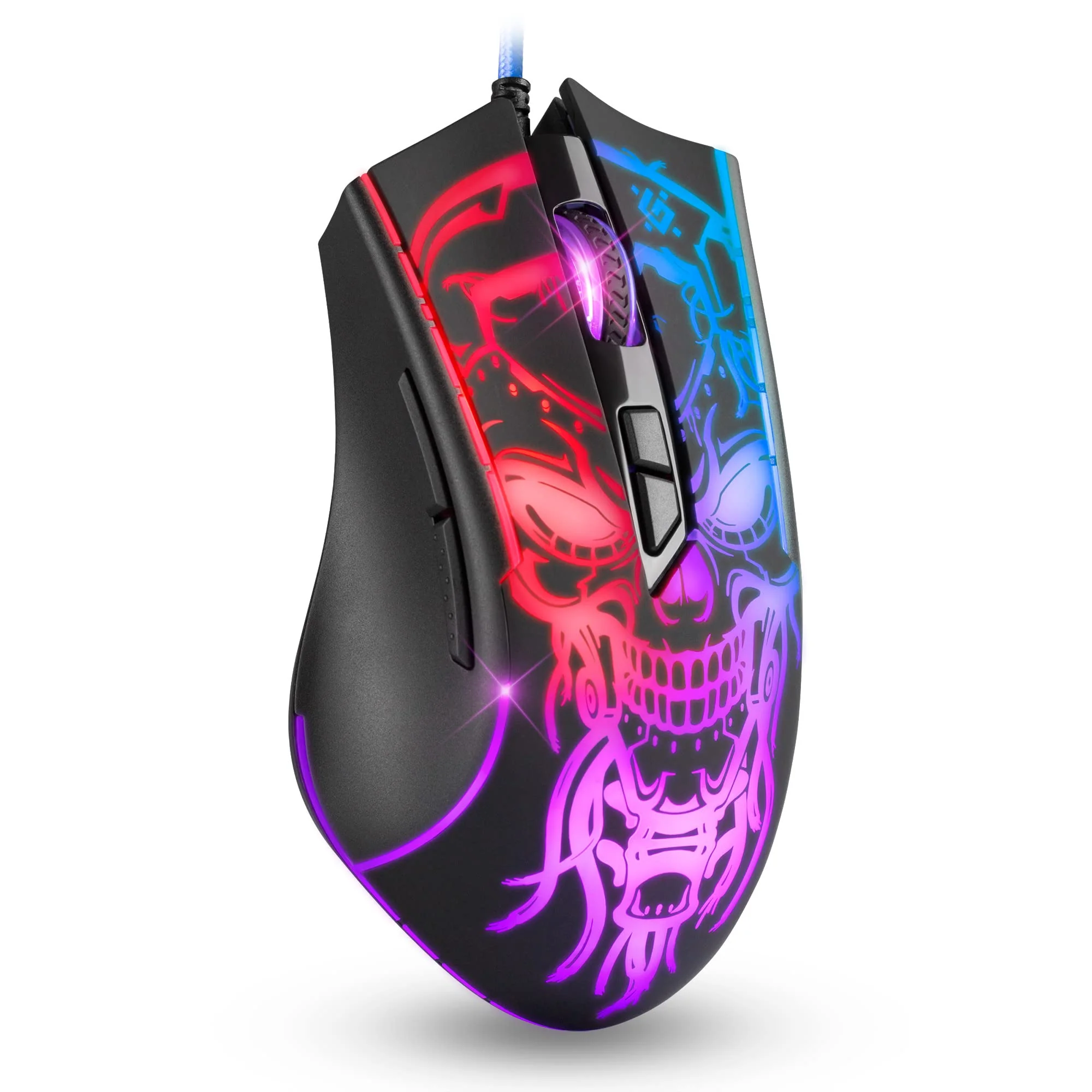 Defender Bulletstorm GM-928 Kabelgebundene Gaming-Maus, ergonomische Maus mit optischem Sensor, 7 Tasten, 4 DPI-Einstellungen, mehrfarbige Hintergrundbeleuchtung, Soft-Touch-Gehäuse, schwarz - Image 5
