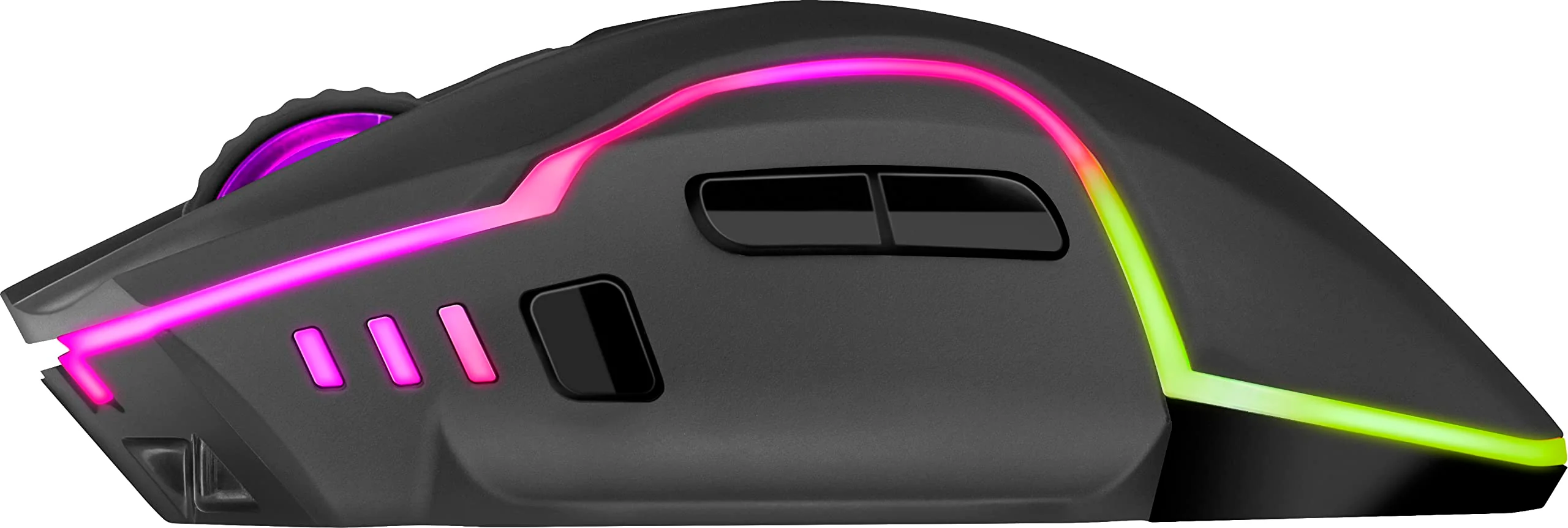 Defender Oneshot kabellose Gaming Maus 3200 DPI, 5 programmierbare Tasten, mehrfarbige RGB-Beleuchtung, bis zu 240 hrs Akkulaufzeit, Computermaus für PC, Mac, Laptop, Schwarz - Image 3