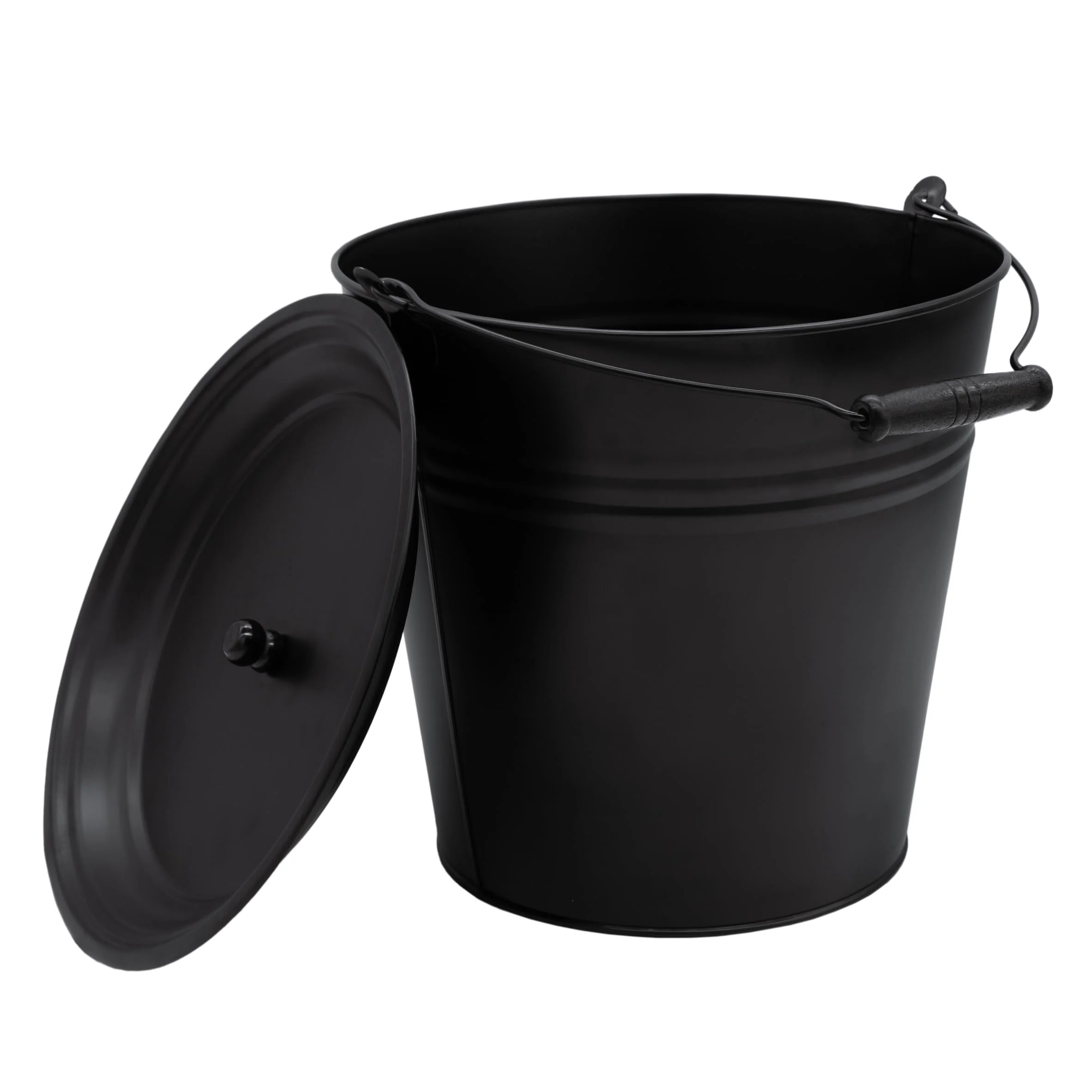 Deko Zinkeimer mit Holzgriff und Deckel - schwarz / 12 L - Metall Eimer zum Bepflanzen oder Transportieren - Gartendeko Blecheimer Ascheeimer Pflanzeimer Eiskübel Sektkühler - Image 4
