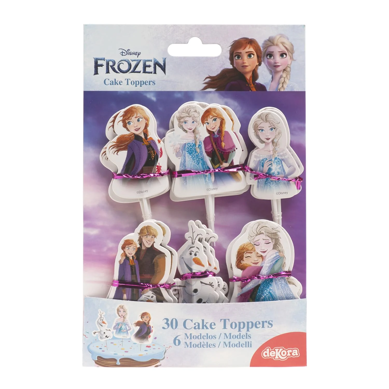 dekora - Set für Cupcakes und Muffin Deko Geburtstag - Die Eiskönigin Cupcake Topper aus Papier - 16 Stück in 8 verschiedenen Designs