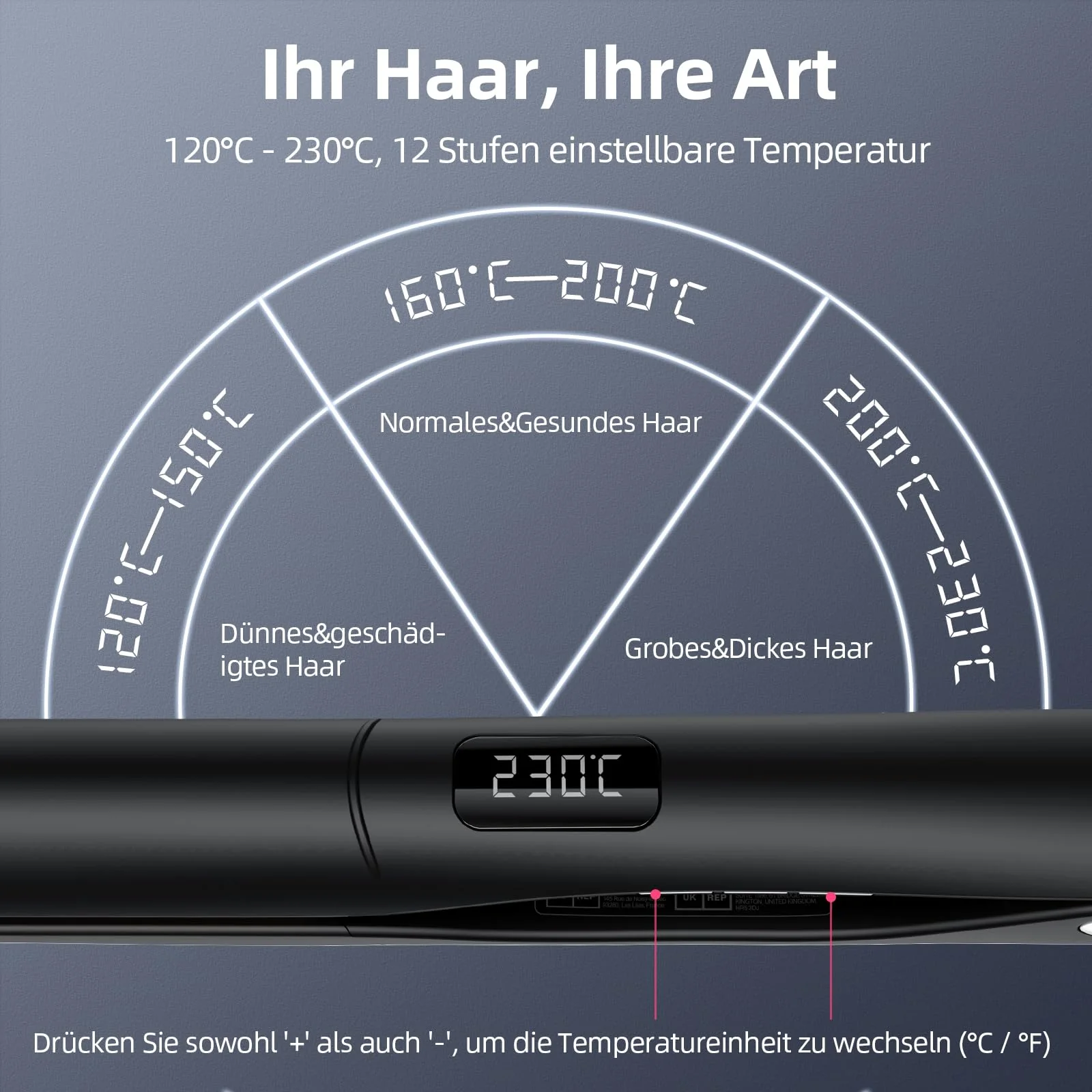 Dekuri 2 in 1 Glätteisen Locken und Glätten, Glatte Titanplatte Haarglätter, 30s Schnellaufheizung, 120-230℃ LED Display, Ionische Haarglätter für Frauen - Schwarz-1 - Image 2