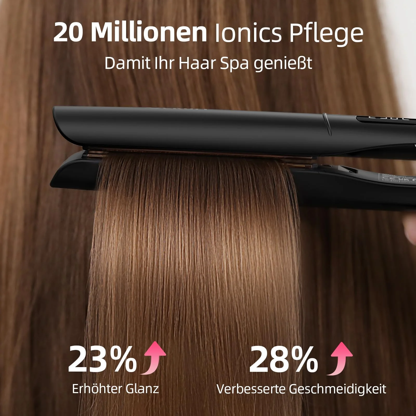 Dekuri 2 in 1 Glätteisen Locken und Glätten, Glatte Titanplatte Haarglätter, 30s Schnellaufheizung, 120-230℃ LED Display, Ionische Haarglätter für Frauen - Schwarz