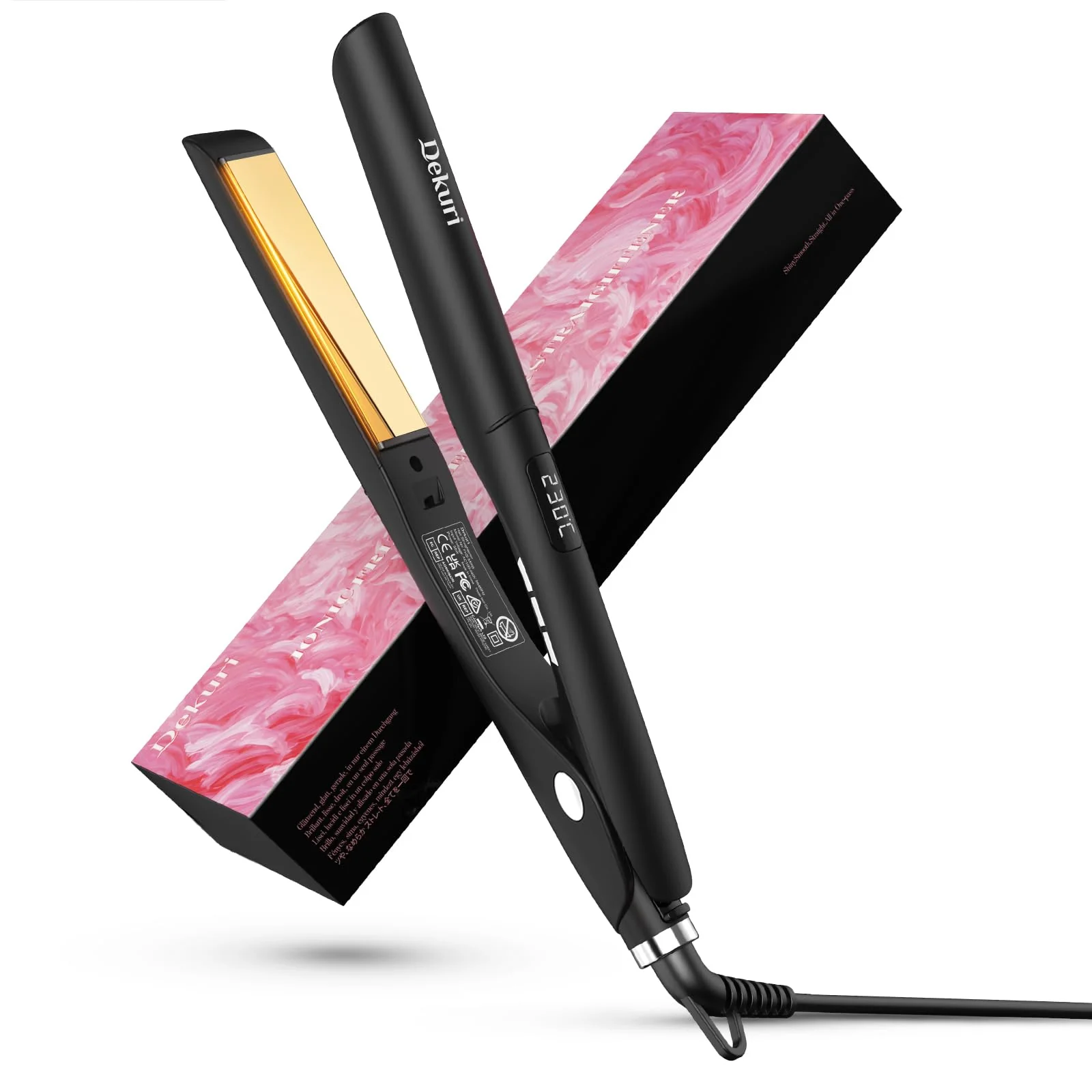 Dekuri 2 in 1 Glätteisen Locken und Glätten, Glatte Titanplatte Haarglätter, 30s Schnellaufheizung, 120-230℃ LED Display, Ionische Haarglätter für Frauen - Schwarz - Image 6