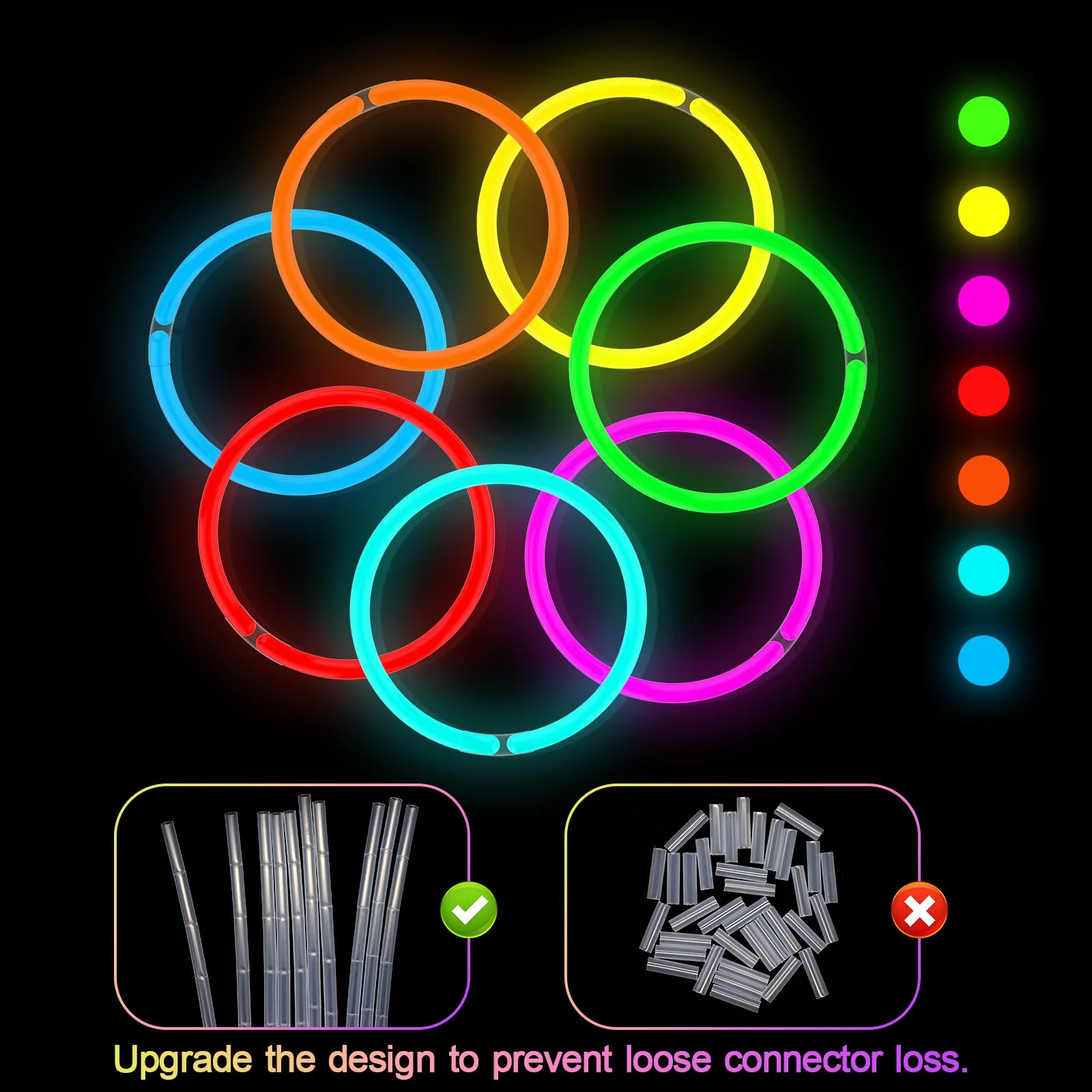DELEE 400PCS Knicklichter, Leuchtstäbe Knicklichter Party Set, Glow Neon dunkle Partys Supplies für Kinder Knicklichter Partys deko,Halloween Dekorationen, Leuchtketten und Armbänder - Image 4