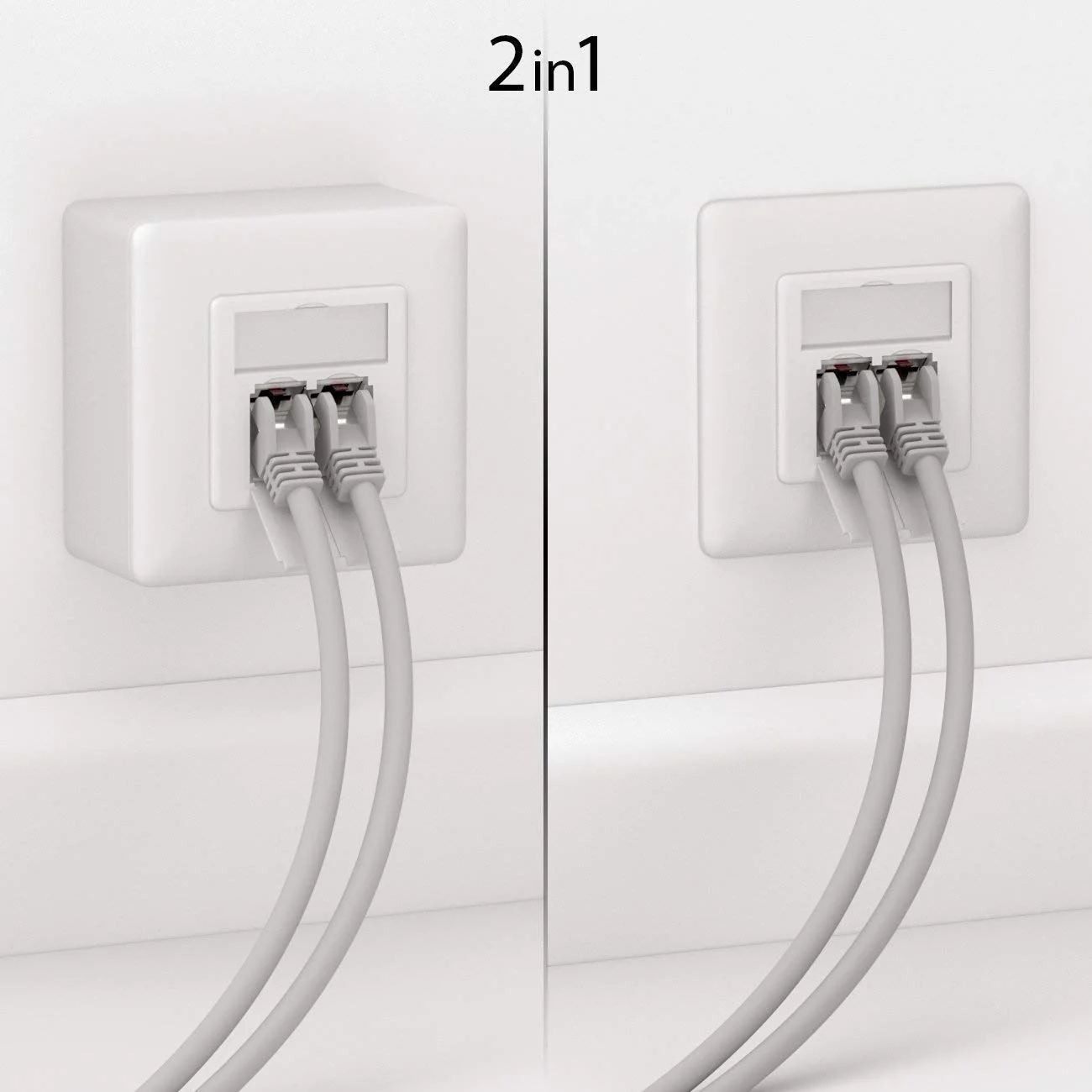 deleyCON 1x CAT 6a Universal Netzwerkdose - 2x RJ45 Port - Geschirmt - Aufputz oder Unterputz - 10 Gigabit Ethernet Netzwerk - EIA/TIA 568A&B - Weiß - Image 6