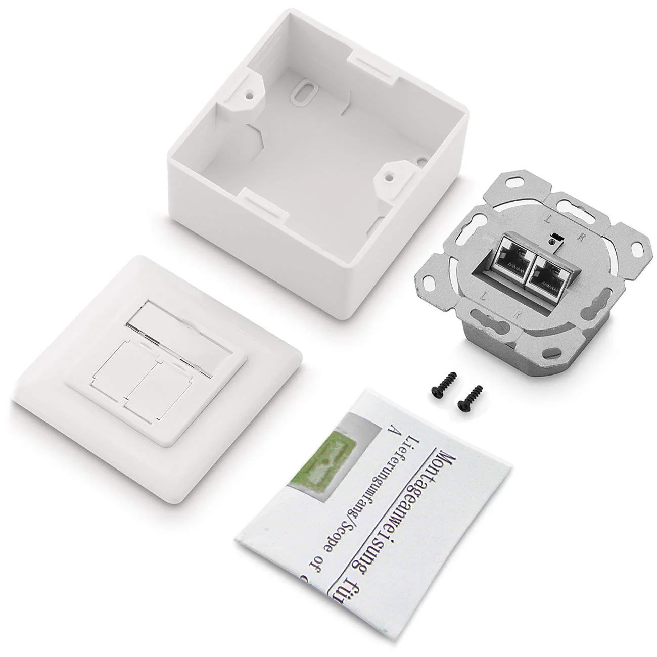 deleyCON 2x CAT 6a Universal Netzwerkdose - 2x RJ45 Port - Geschirmt - Aufputz oder Unterputz - 10 Gigabit Ethernet Netzwerk - EIA/TIA 568A&B - Weiß - Image 5