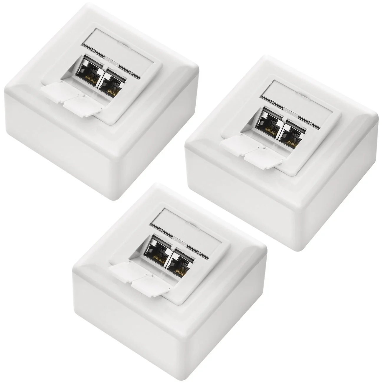 deleyCON 3x CAT 6a Universal Netzwerkdose - 2x RJ45 Port - Geschirmt - Aufputz oder Unterputz - 10 Gigabit Ethernet Netzwerk - EIA/TIA 568A&B - Weiß - Image 4