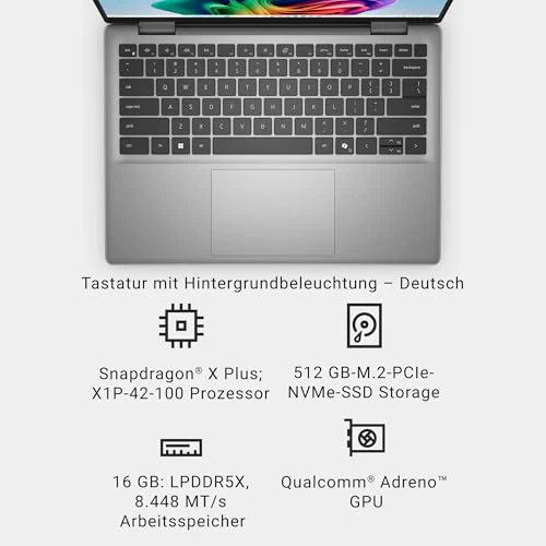 Dell Inspiron 14 (5441) Copilot+ PC Laptop 14 Inch FHD+ Display 60 Hz, Qualcomm Snapdragon X Plus, 16GB RAM, 512GB SSD, Qualcomm Adreno, Windows 11 Home, German QWERTZ Backlit AI Keyboard, Titanium - Image 2