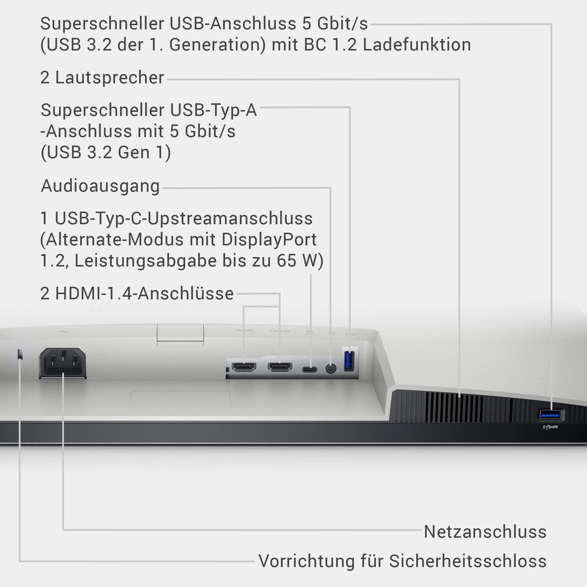 Dell S2722DC USB-C 27 Zoll QHD (2560x1440) Monitor, 75Hz, IPS, 4ms, AMD FreeSync, 99% sRGB, Eingebaute Lautsprecher, USB-C, 2x HDMI, 2x USB, 3 Jahre Garantie, Platinum Silver - Image 2