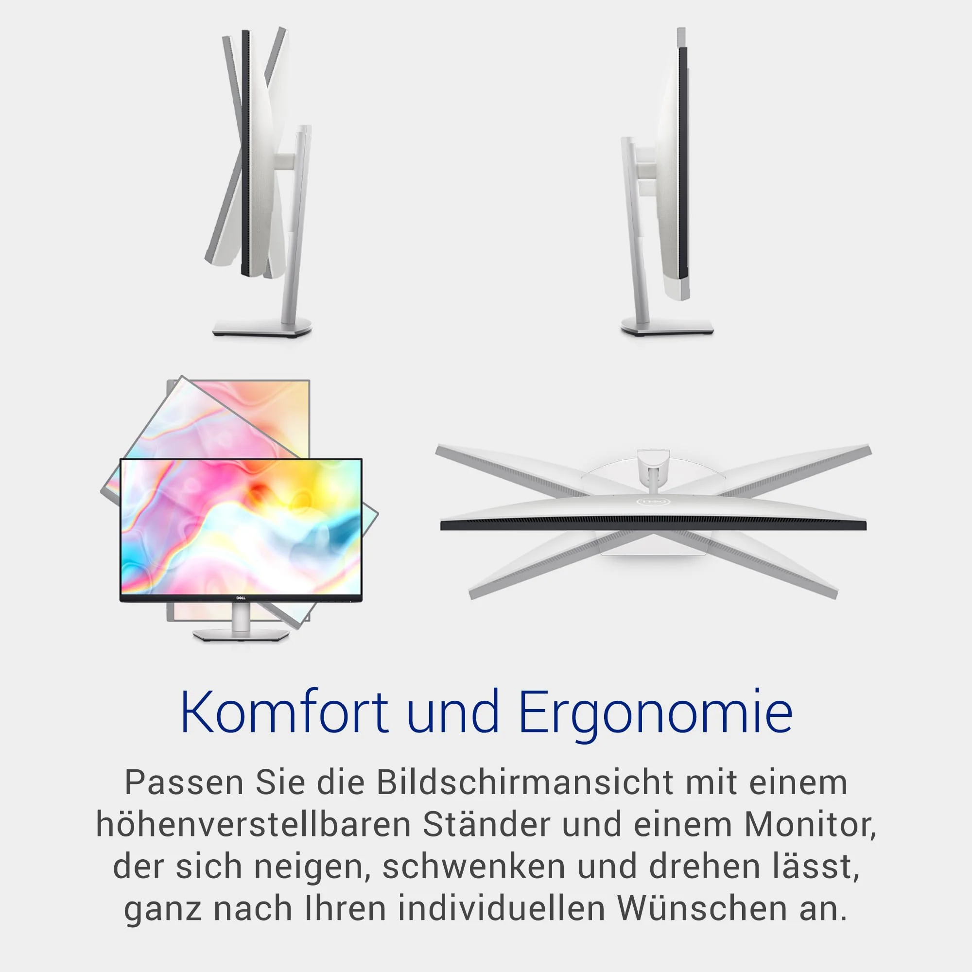 Dell S2722DC USB-C 27 Zoll QHD (2560x1440) Monitor, 75Hz, IPS, 4ms, AMD FreeSync, 99% sRGB, Eingebaute Lautsprecher, USB-C, 2x HDMI, 2x USB, 3 Jahre Garantie, Platinum Silver - Image 4