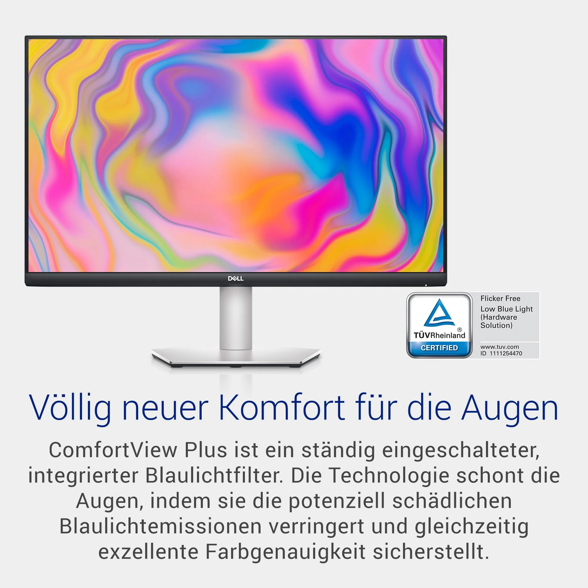 Dell S2722DC USB-C 27 Zoll QHD (2560x1440) Monitor, 75Hz, IPS, 4ms, AMD FreeSync, 99% sRGB, Eingebaute Lautsprecher, USB-C, 2x HDMI, 2x USB, 3 Jahre Garantie, Platinum Silver - Image 7