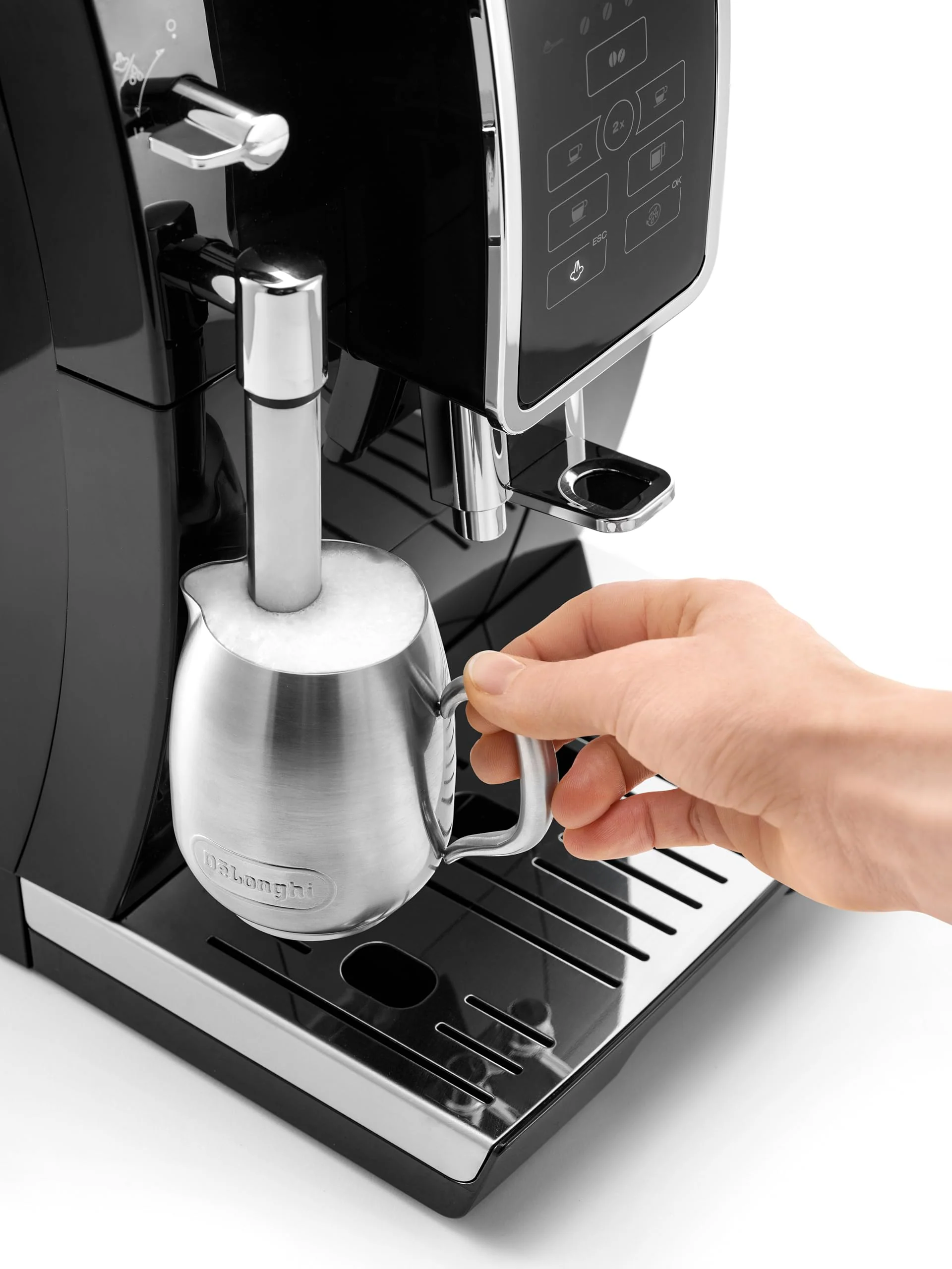 De'Longhi Dinamica ECAM 350.15.B Kaffeevollautomat mit Milchaufschäumdüse für Cappuccino, mit Espresso und Kaffee Direktwahltasten und Digitaldisplay mit Klartext, 2-Tassen-Funktion, Schwarz - Image 7