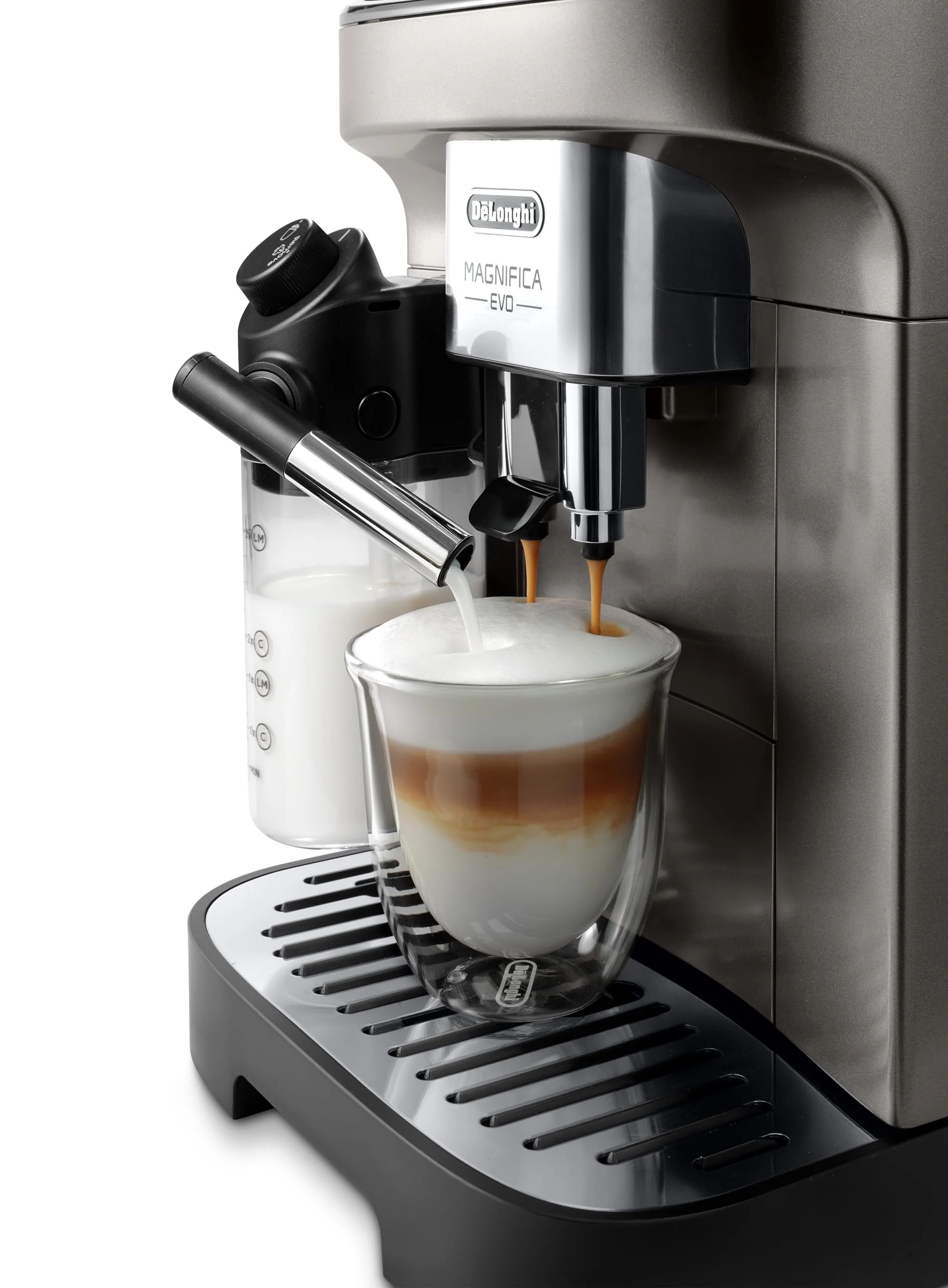 De'Longhi Magnifica Evo ECAM290.81.TB, Vollautomatische Kaffeemaschine, Kompakte Größe, Bean-to-Cup-Maschine, Automatischer Milchaufschäumer, 7 Rezepte, Soft Touch Farbdisplay, Titan/Schwarz - Image 3