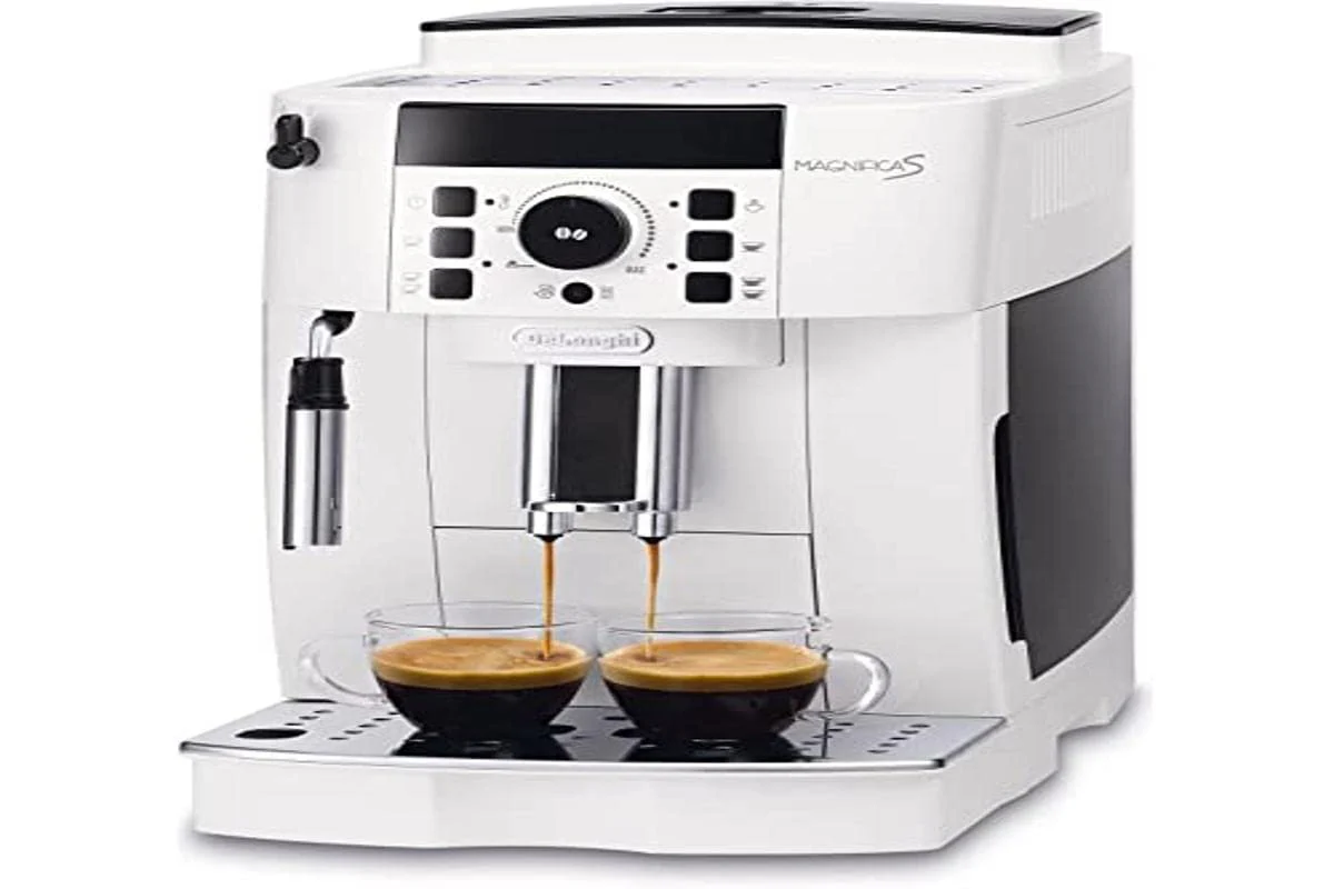 De'Longhi Magnifica S ECAM21.117.W, Automatische Kaffeemaschine, Manuell Einstellbarer Milchaufschäumer, Bean-to-Cup Espressomaschine, 2 Rezepte, Temperaturkontrolle, 2 Espressi Gleichzeitig, Weiß