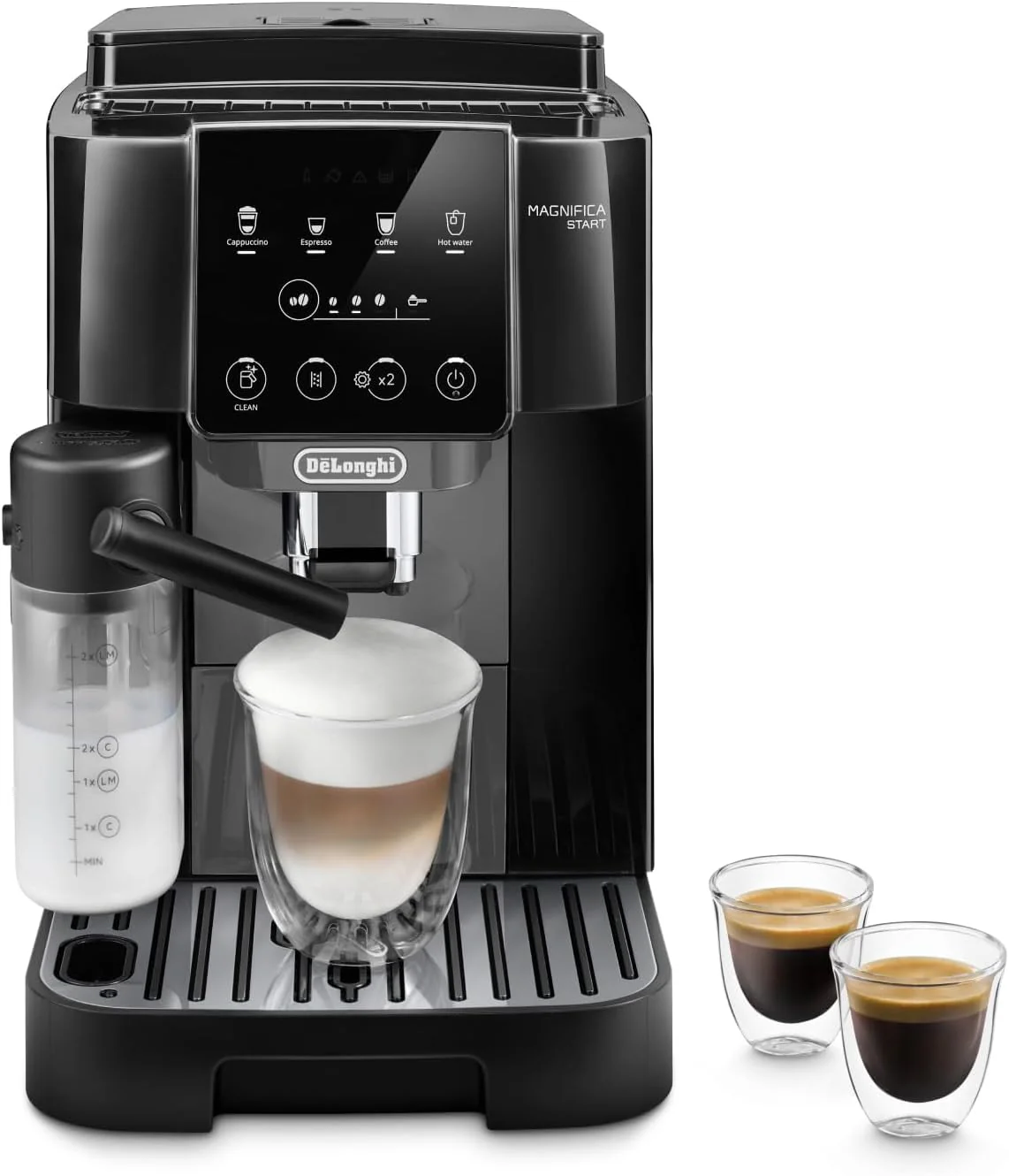 De'Longhi Magnifica Start ECAM222.60.BG, Kaffeevollautomat mit LatteCrema-Milchsystem für Automatischen Cappuccino, 4-Direktwahl-Tasten, Touchscreen, x2-Funktion, Schwarz/Grau mit DLSC 500 Entkalker - Image 5