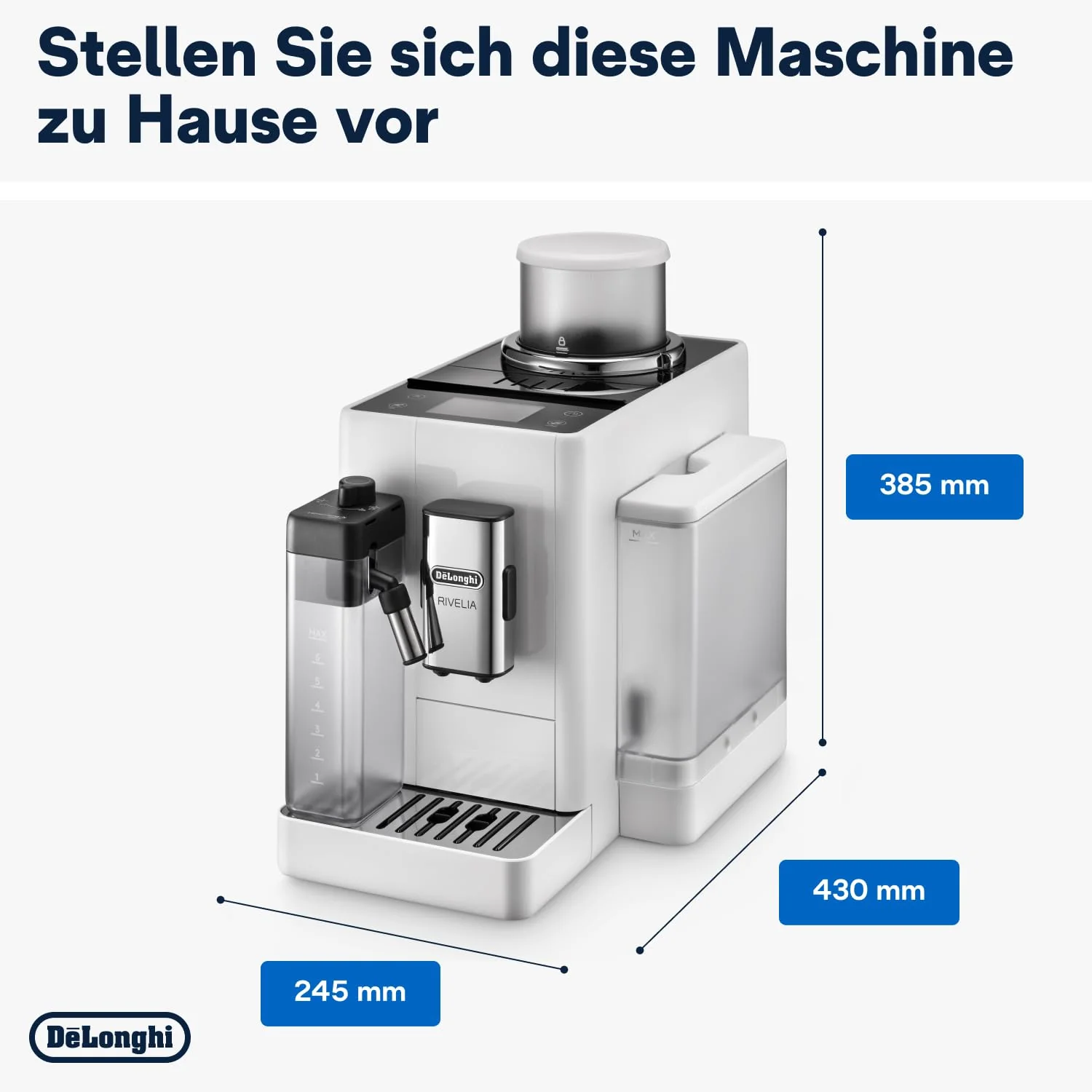 De'Longhi Rivelia EXAM440.55.W Kaffeevollautomat mit LatteCrema Milchsystem, Wechselbarer Bohnenbehälter, 16 Kaffee- & Milchgetränke auf Knopfdruck, Extra-Shot-Funktion, 3,5" Touch-Display, Weiß - Image 6