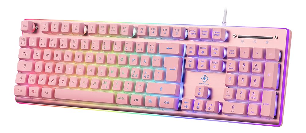 DELTACO GAMING PK75 – Gaming Tastatur (RGB Beleuchtung, 100%, 105 Tasten, Deutsches Layout QWERTZ) – Pink/Rosa - Image 5
