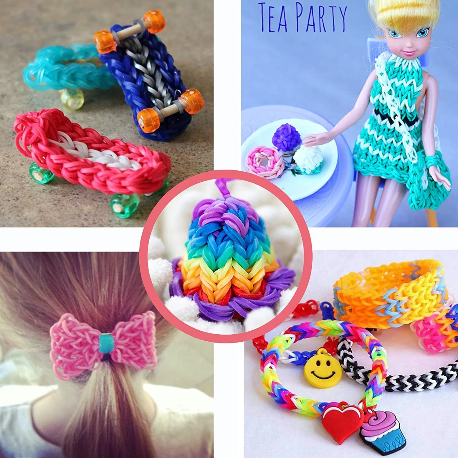 Delycazy 2200+ Loom Bänder Set, Loom Bänder Armbänder Selber Machen Armband Set mit Perlen, Anhänger, Charms, S-Clips und Häkelnadeln, Geschenk für Junge Mädchen - Image 7