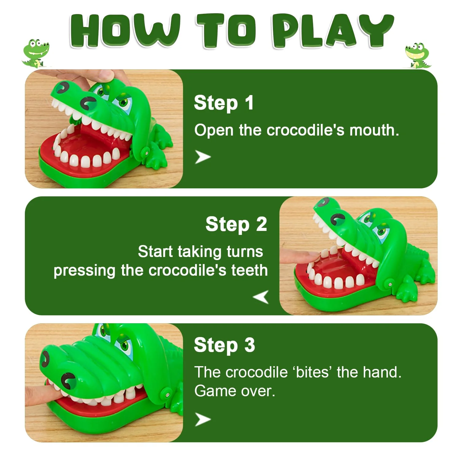 Demarsen Krokodil Zähne - Kroko Doctor Spiel für Kinder ab 3 Jahre, Familienspiel, Partyspiel, Kinder Geschenk (Grün) - Image 5