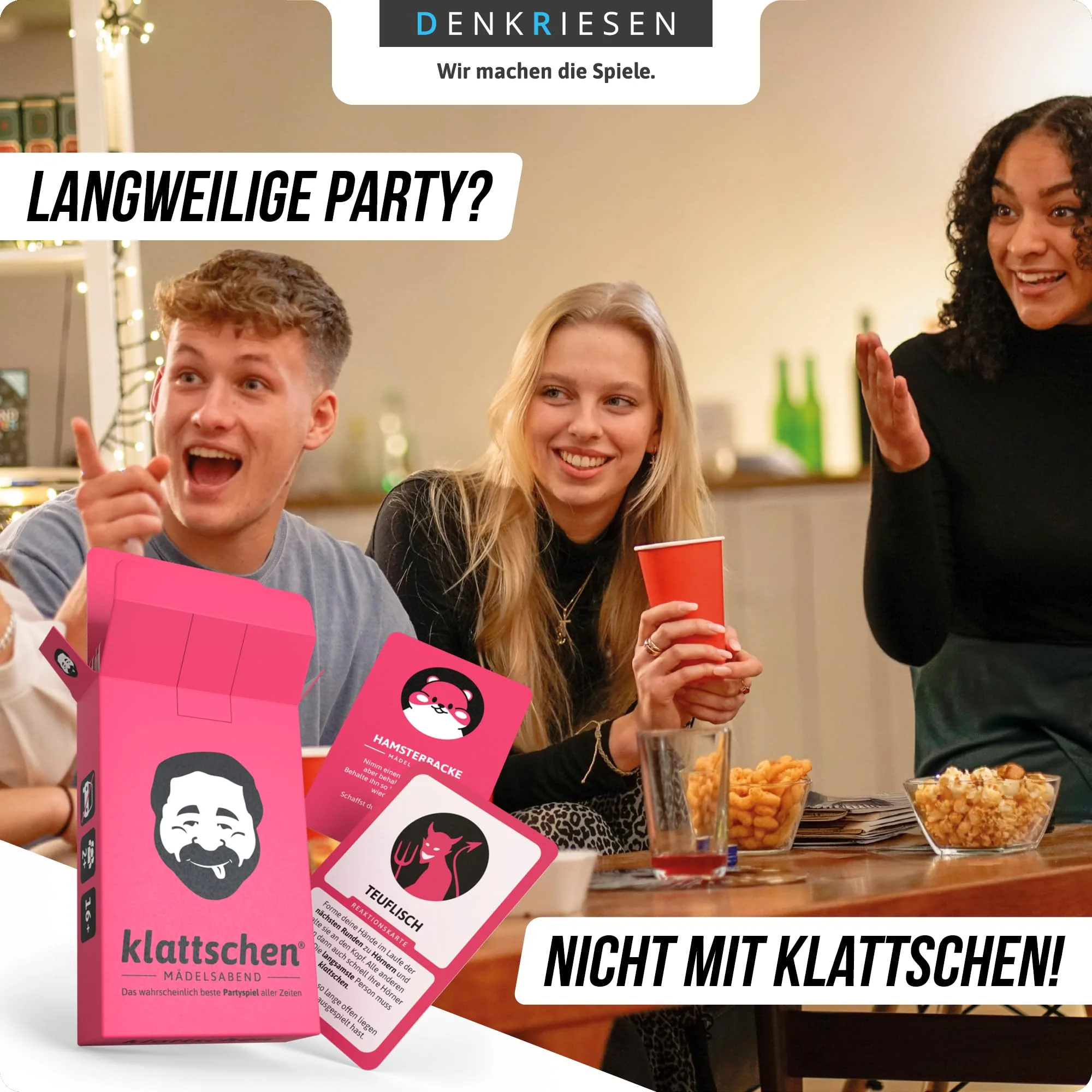 DENKRIESEN - klattschen® - Mädelsabend | Das wahrscheinlich Beste Partyspiel Aller Zeiten | Spielkartenkarton | Ab 16 Jahren für 2+ Spieler | Perfekt für den Mädelsabend und zum Feiern - Image 3