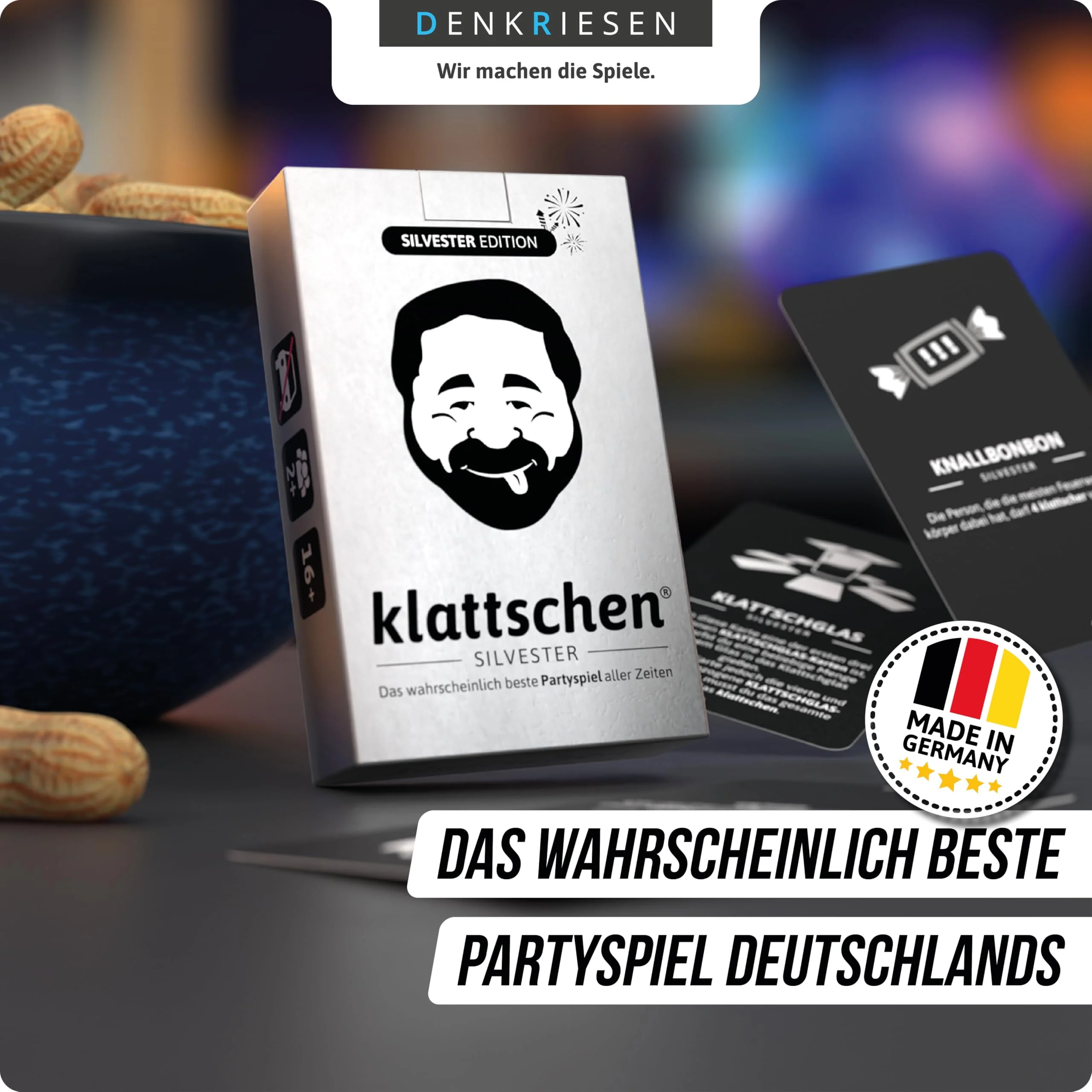 DENKRIESEN - klattschen® Silvester Edition | 2+ Spieler ab 16 Jahren | Kartenspiel für Erwachsene | Partyspiel & Gesellschaftsspiel | Wörterspiel für Spielabende und Feiern | Silvesterspiel - Image 7