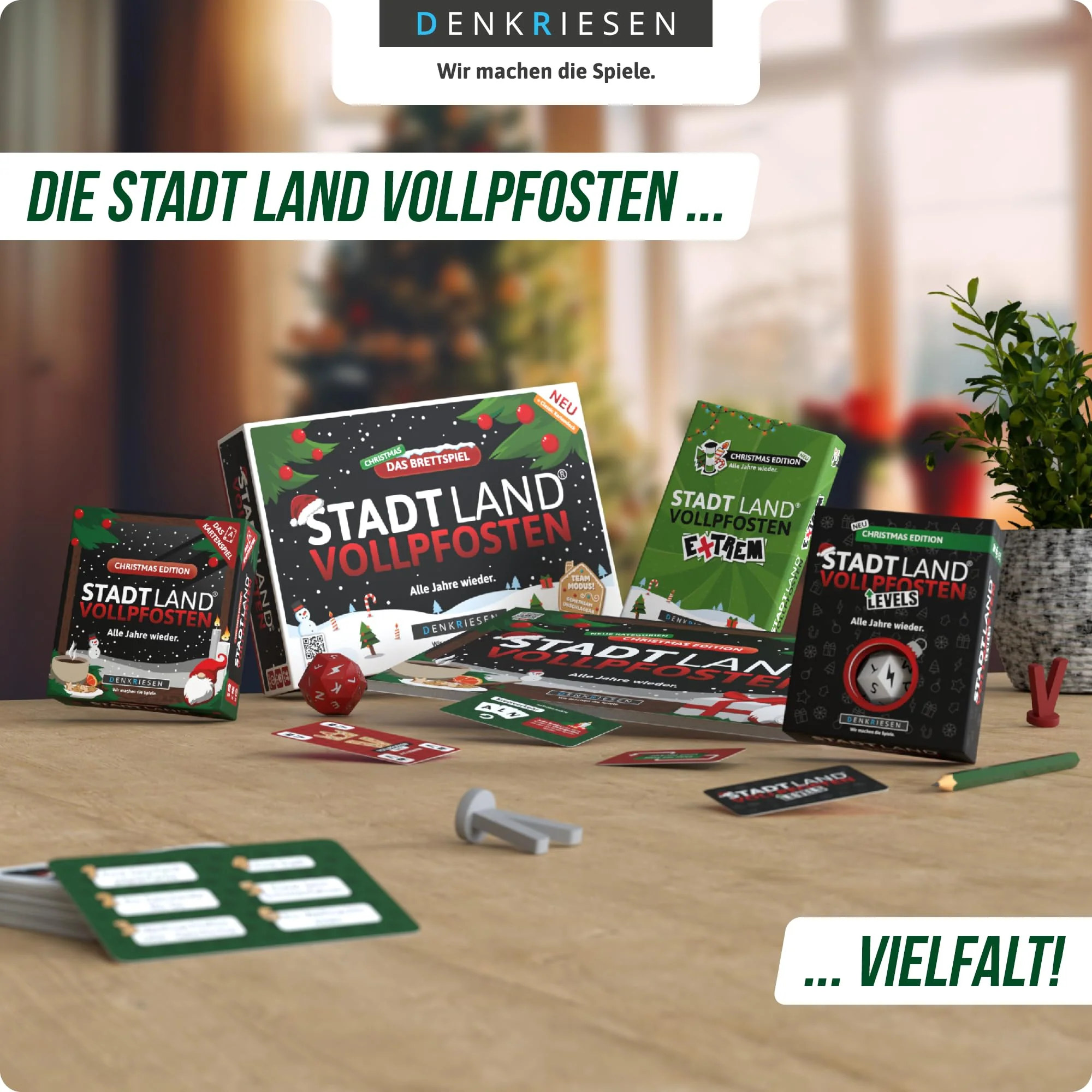 DENKRIESEN - Stadt Land Vollpfosten® Levels „Christmas Edition“ | ab 12 Jahren - ab 2 Spieler | Weihnachtsspiel für Familien | Stadt Land Fluss Reiseformat | Gesellschaftsspiel | Xmas Spiele - Image 2