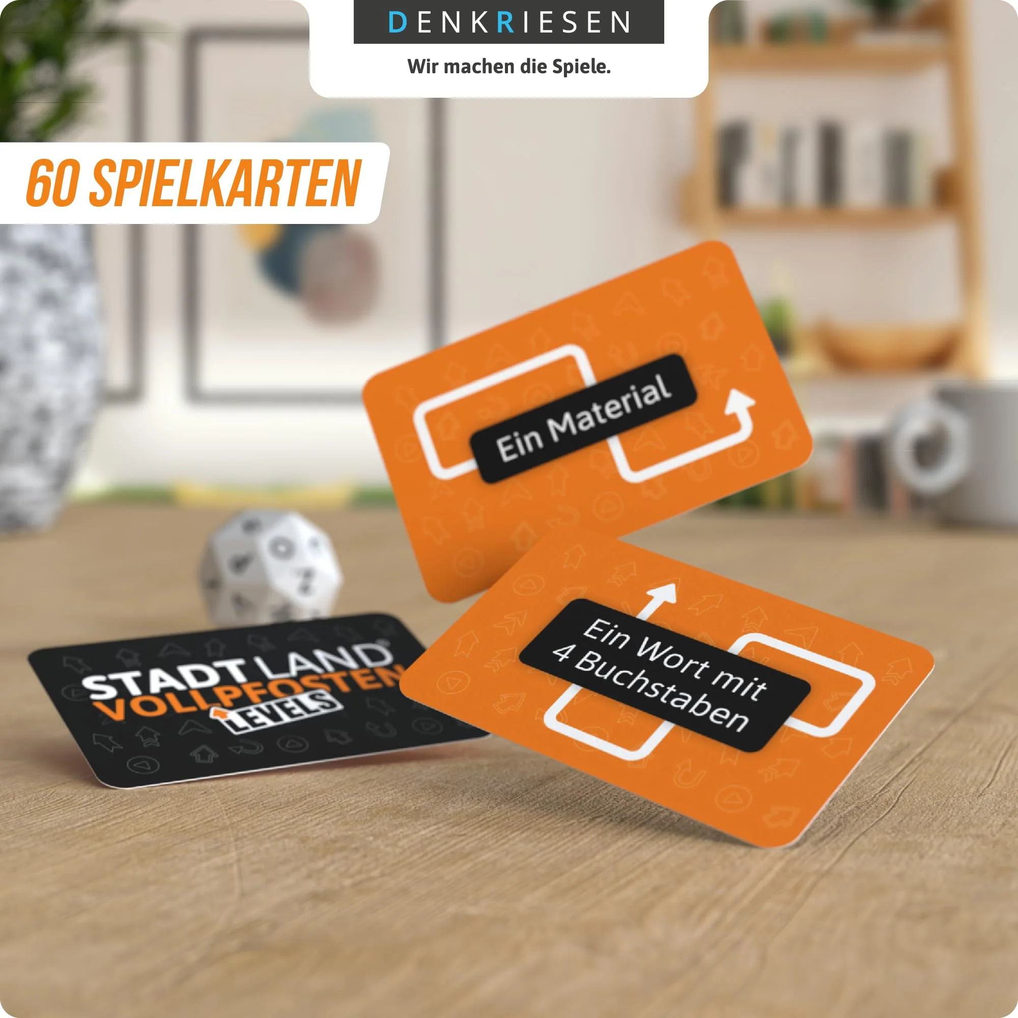 DENKRIESEN - Stadt Land Vollpfosten® Levels – Classic Edition | 60 Spielkarten und Blitzwürfel ab 12 Jahren | ca. 30 min Spielzeit für 2-6 Spieler | Familienspiel im Stadt Land Fluss Stil - Image 6
