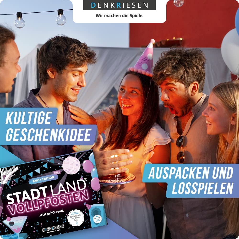 DENKRIESEN - Stadt Land VOLLPFOSTEN® - Party Edition - 'Jetzt geht's rund.' - DIN A4 Spielblock | ab 12 Jahren | 50 Blatt | Partyspiel | Geschenk | Spaß vorprogrammiert - Image 4