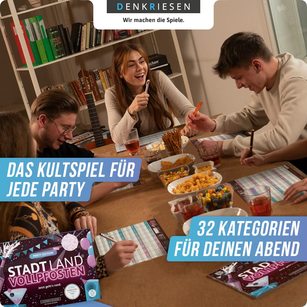 DENKRIESEN - Stadt Land VOLLPFOSTEN® - Party Edition - 'Jetzt geht's rund.' - DIN A4 Spielblock | ab 12 Jahren | 50 Blatt | Partyspiel | Geschenk | Spaß vorprogrammiert - Image 6
