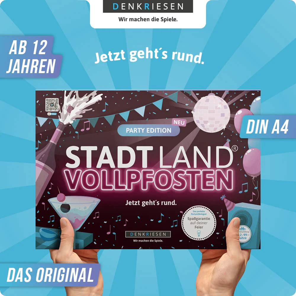 DENKRIESEN - Stadt Land VOLLPFOSTEN® - Party Edition - 'Jetzt geht's rund.' - DIN A4 Spielblock | ab 12 Jahren | 50 Blatt | Partyspiel | Geschenk | Spaß vorprogrammiert - Image 7